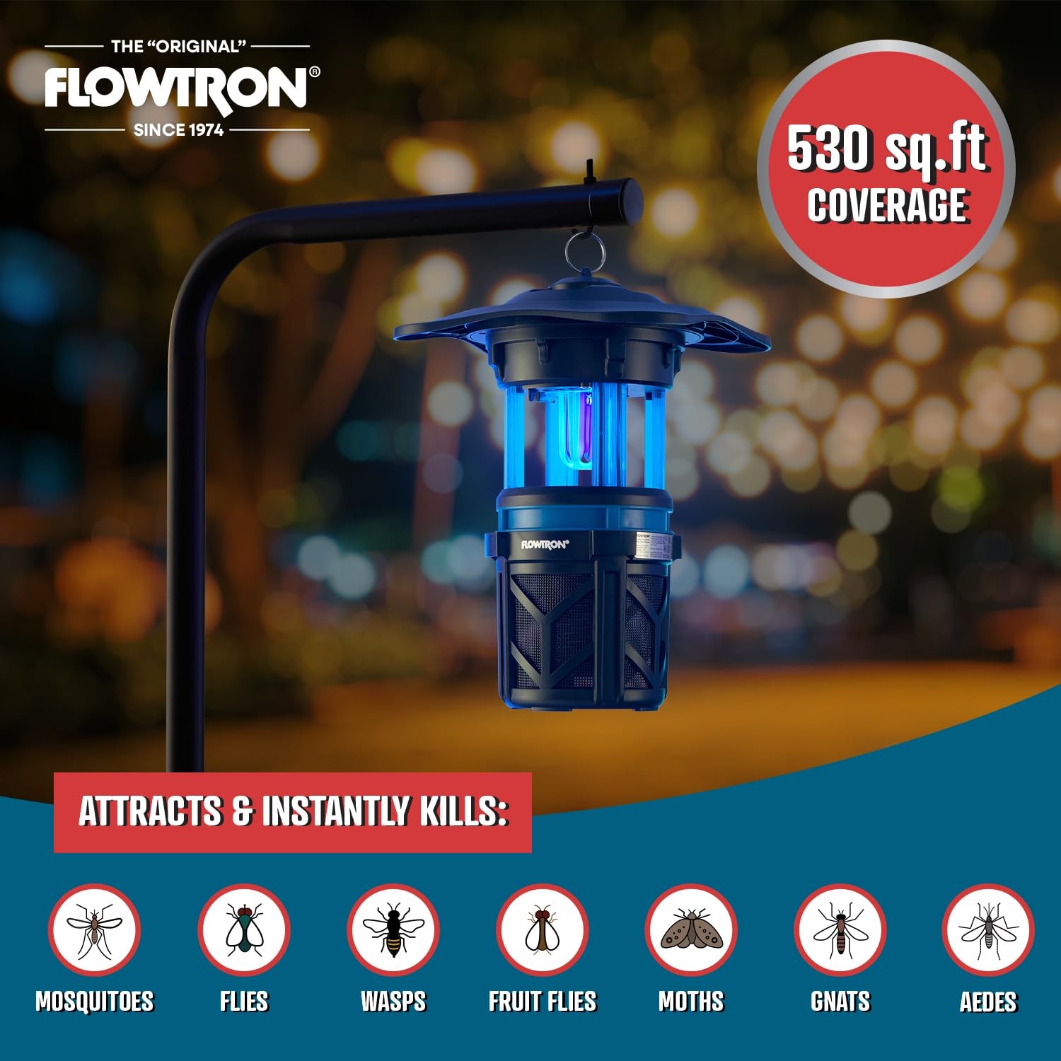 Flowtron Indoor Outdoor Bug Trap Zapper Electric Insect Killer Uv Light Fan 800