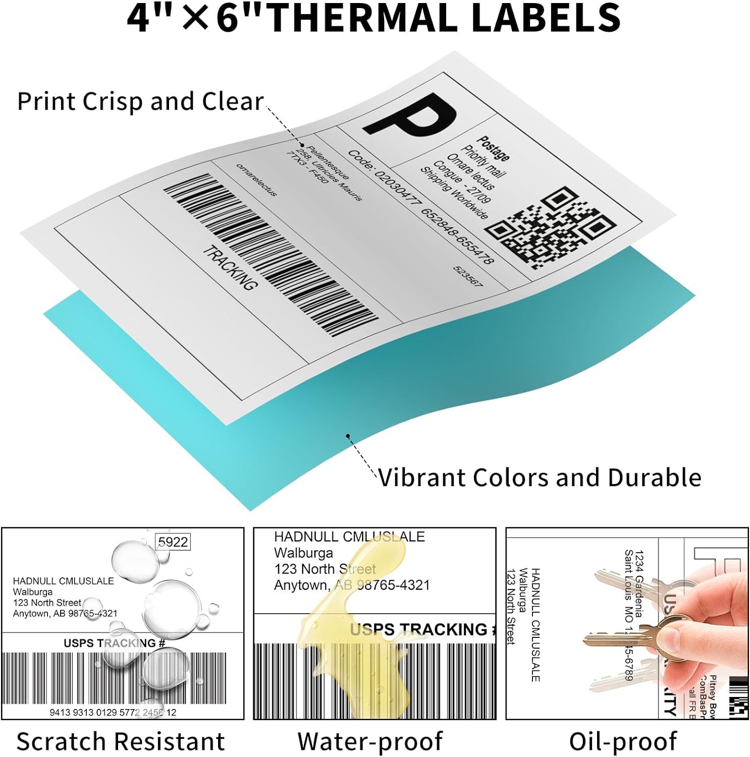 500/1000 4″x6″ Fanfold Direct Thermal Shipping Labels for Zebra & Rollo Printers