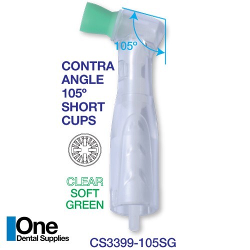 Dental Disposable Clear Body Prophy Angles Short Green Cup Soft 105° 100’s