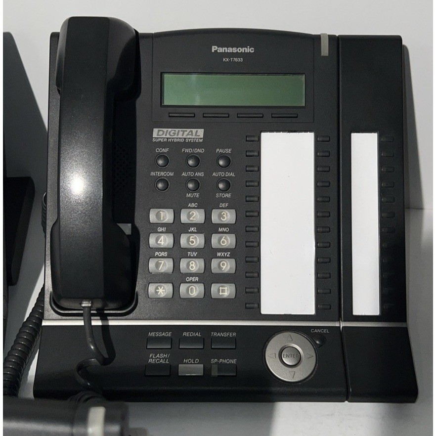 Lot of 3 Panasonic KX-T7633 Digital + KX-T7603 Add-On Key Module Telephone Black