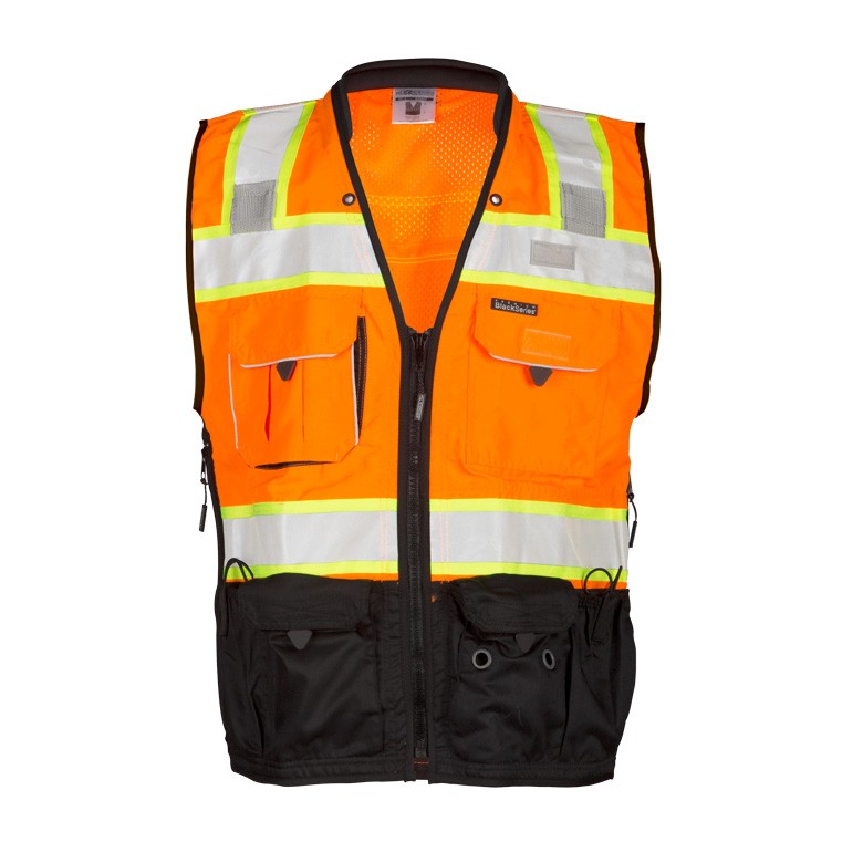 ML Kishigo S5003-L Premium Black Series Surveyors Safety Vest Orange L