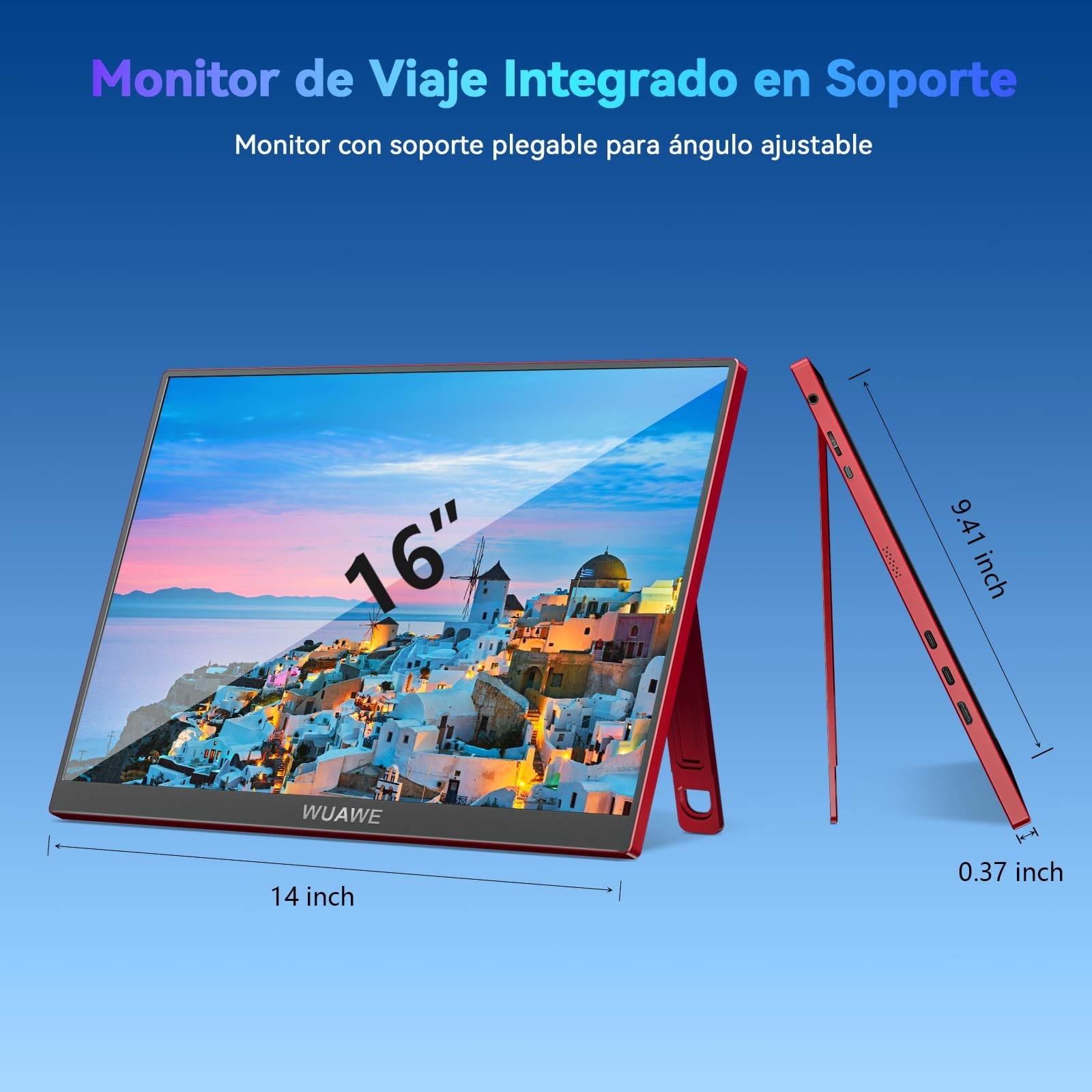 WUAWE 16 inch Portable Laptop Monitor, 100% sRGB Portable Gaming Monitor with…