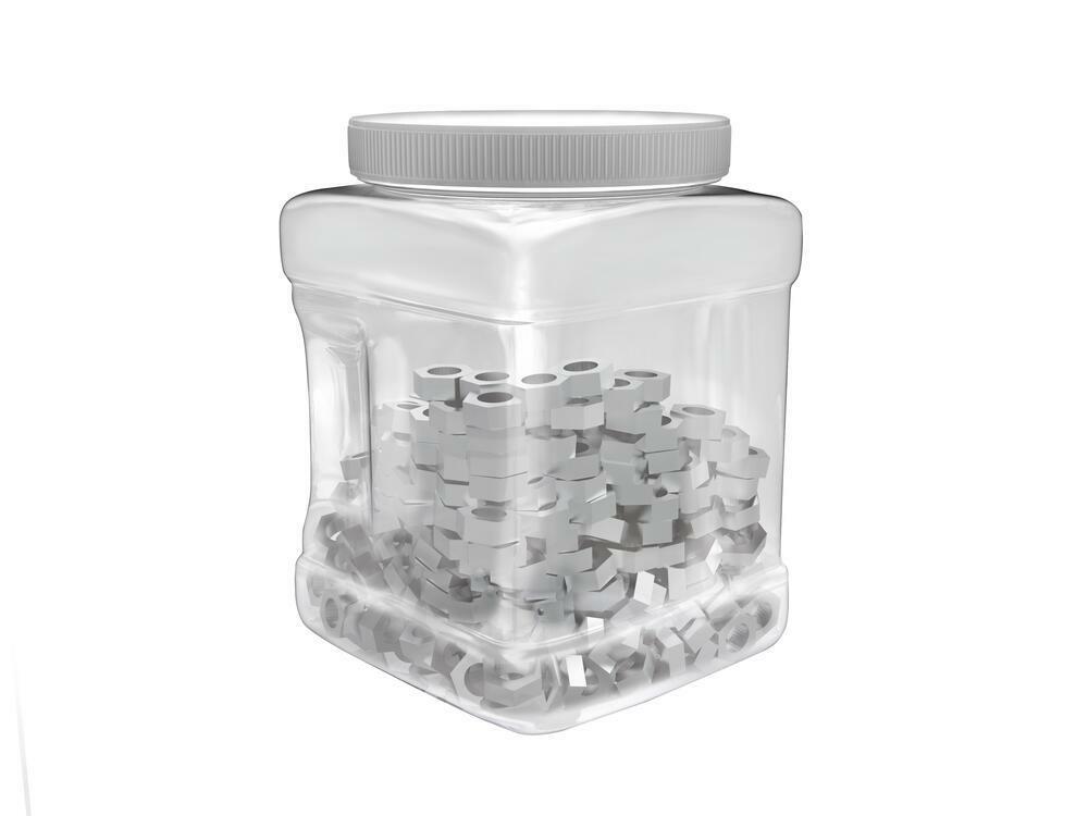 Plastic 32 oz. Parts Storage Clear Grip Jar with Screw on Lid 3.5″ x 3.5″ x 5.5″
