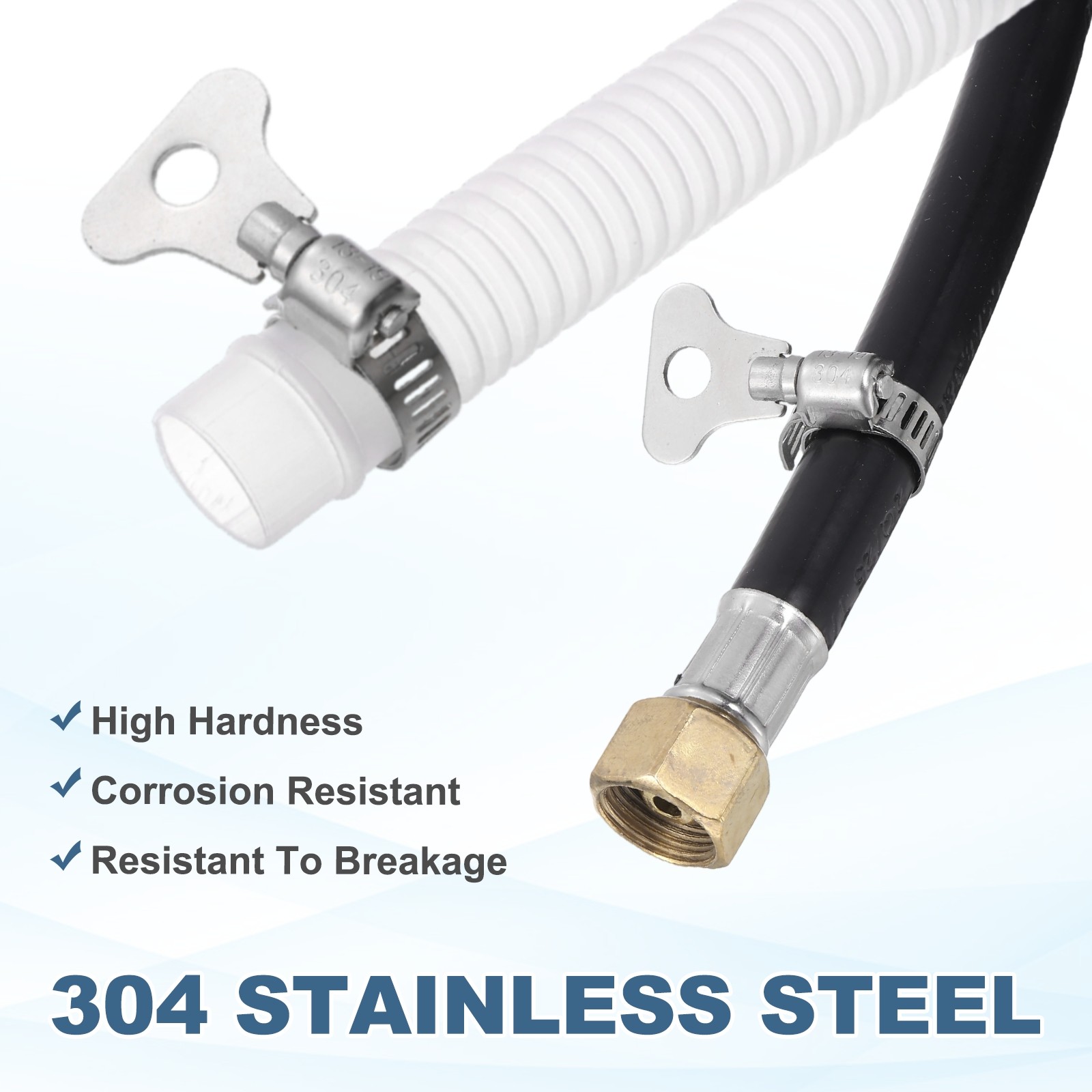 2pcs 6.9″-7.8″ (175-197mm) Adjustable 304 Stainless Steel Worm Gear Hose Clamp