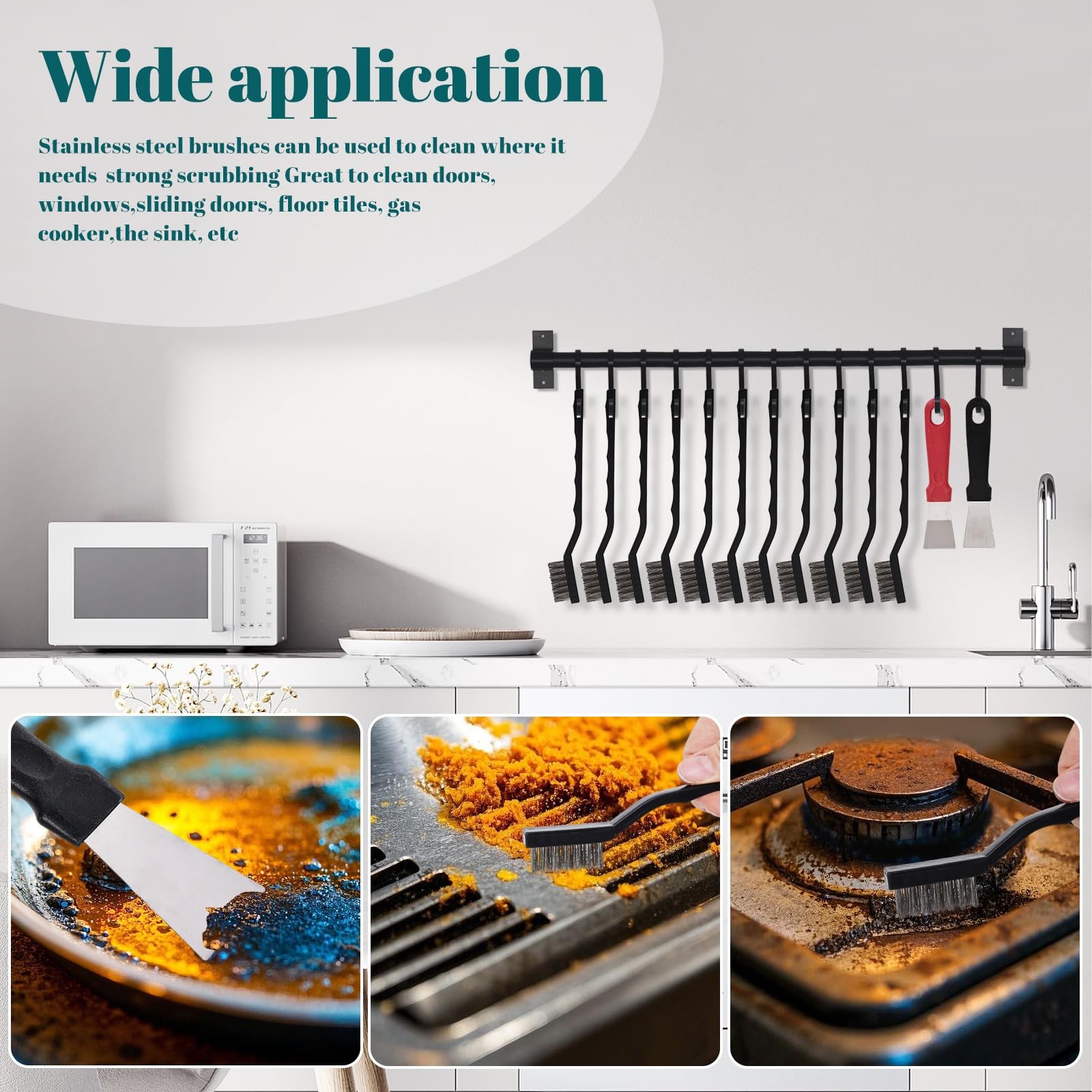 15PCS Mini Wire Brush Stainless Steel Brush Set，Masonry Brush Wire Bristle fo…