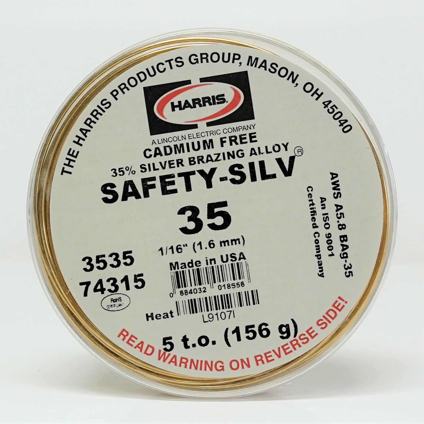 74315 Harris Safety-Silv 35 35% Silver Solder Brazing Alloy 5 Troy Ounce