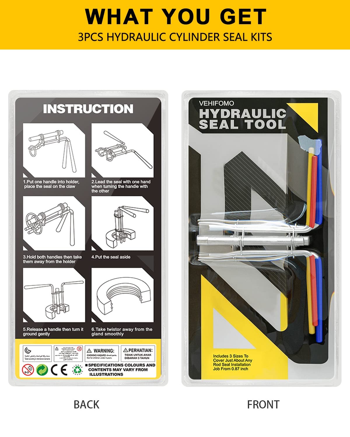 Hydraulic Seal Installation Tools, Hydraulic Cylinder Piston Repair Seal Kit, U-