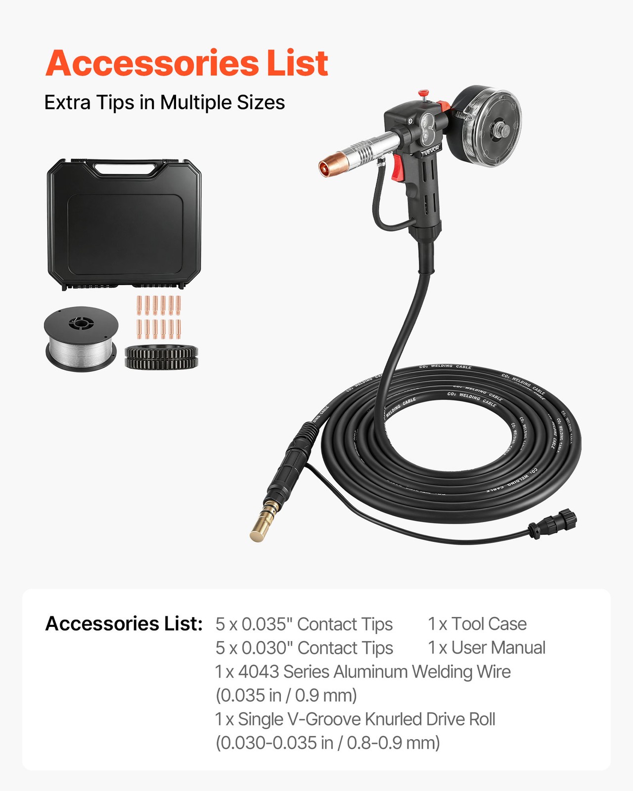 VEVOR 150Amp Spool Gun with 20FT Cable Replacement for Spoolmate 150 Welding Gun