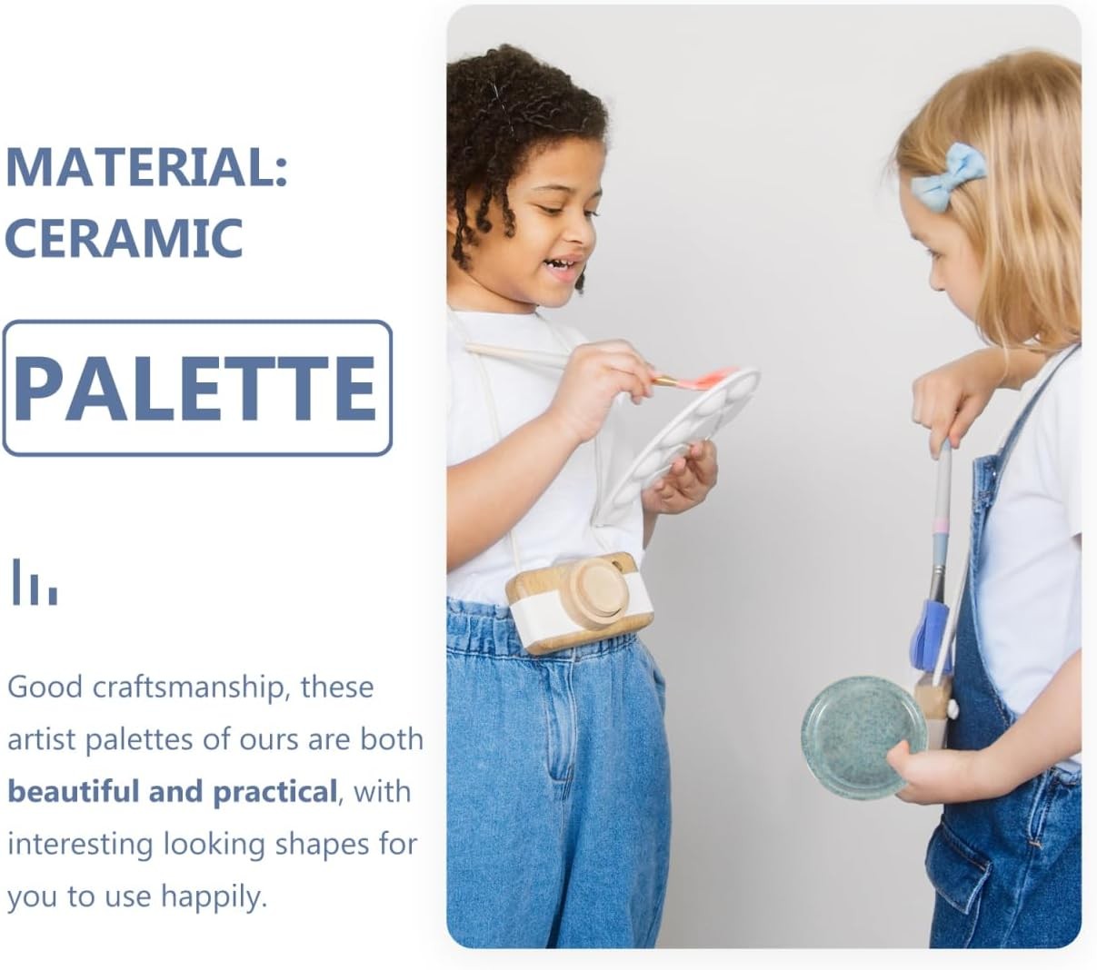 5-Layer Stackable Ceramic Paint Palette, Round Porcelain Watercolor Mixing Trays