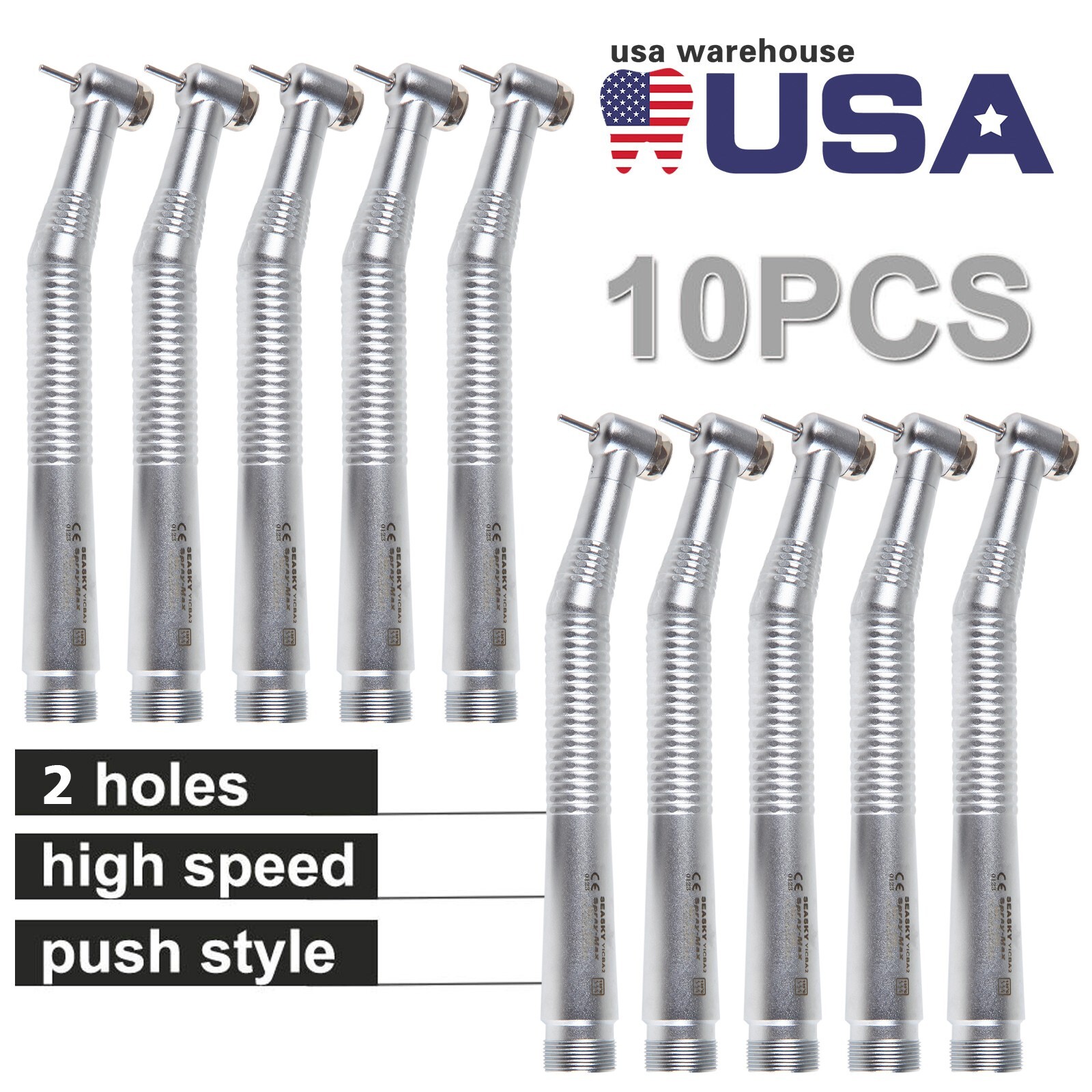 10* Dental NSK Style High Speed Air Turbine Handpiece Spray 2 Hole SEASKY-Y1BA2