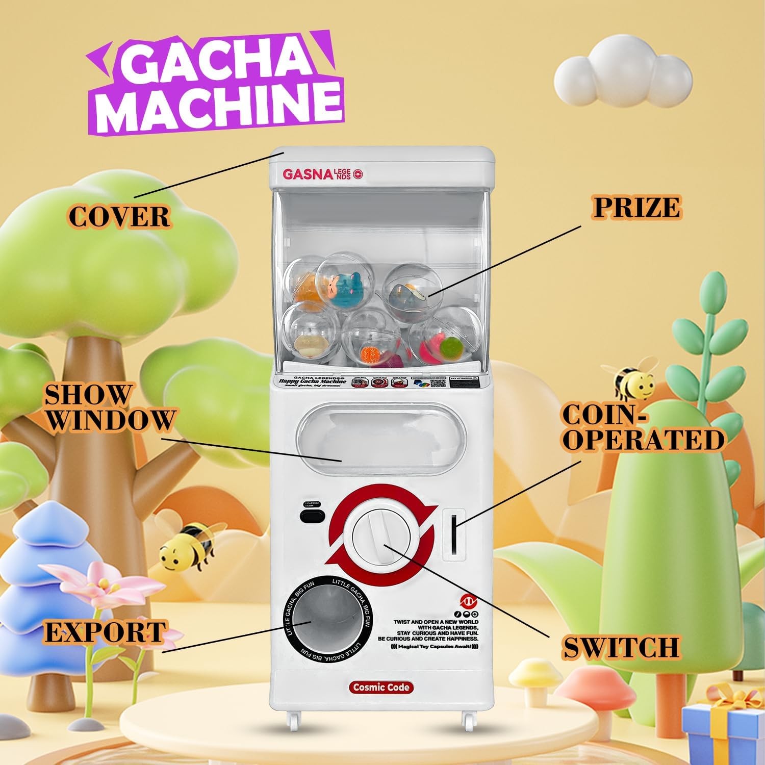 POZCMJM Capsule Vending Machine Kids Toys Mini 25 Cents White