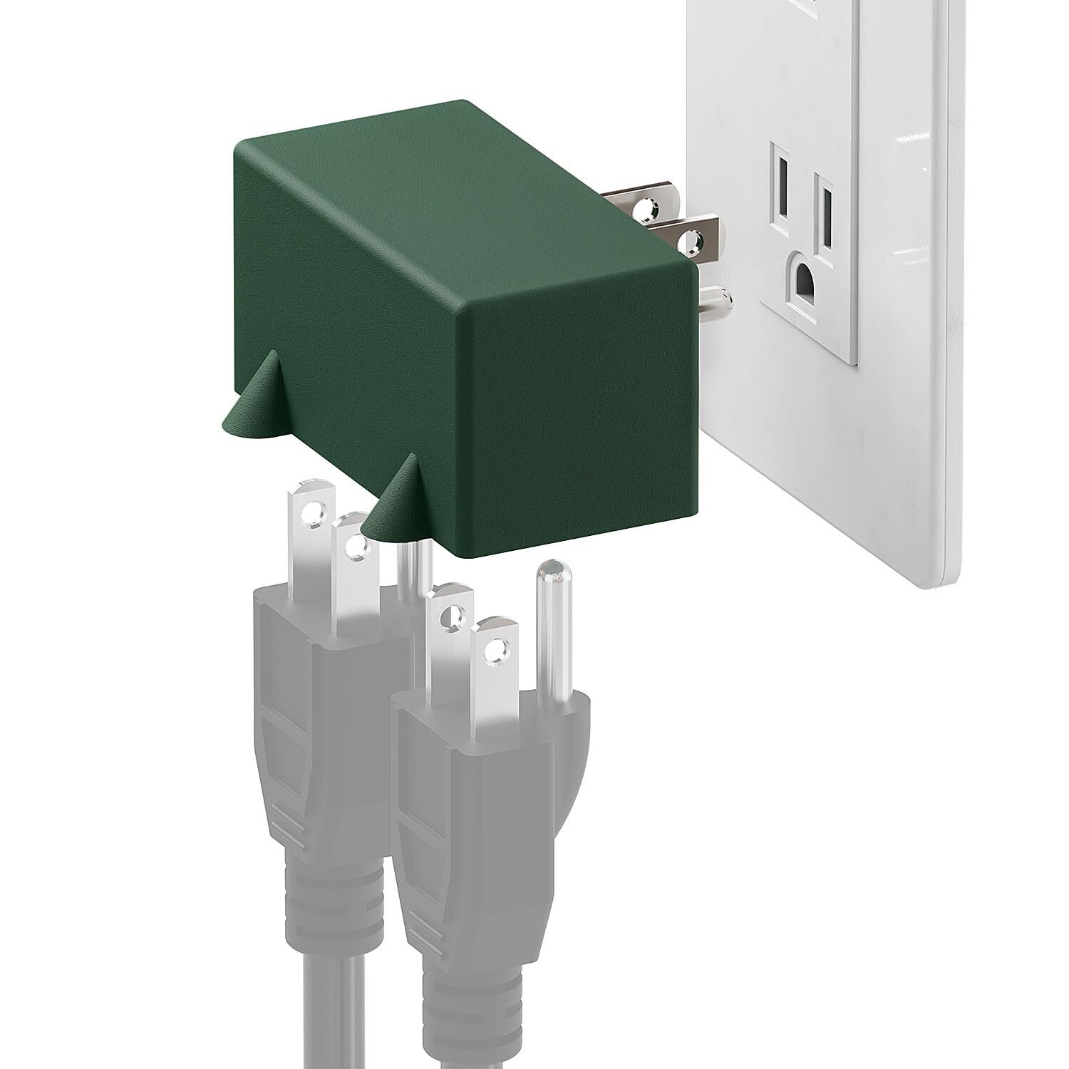 90 Degree Right Angled Adaptor USA 3 Prong Male Female Power Adapter Green PA