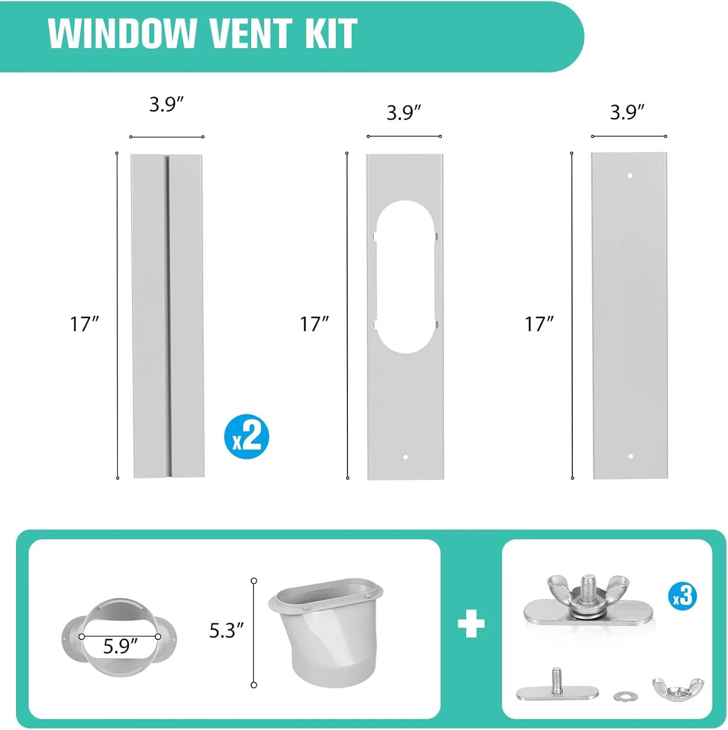 Portable Air Conditioner Window Vent Kit with 5.9″ Exhaust Hose Universal Portab