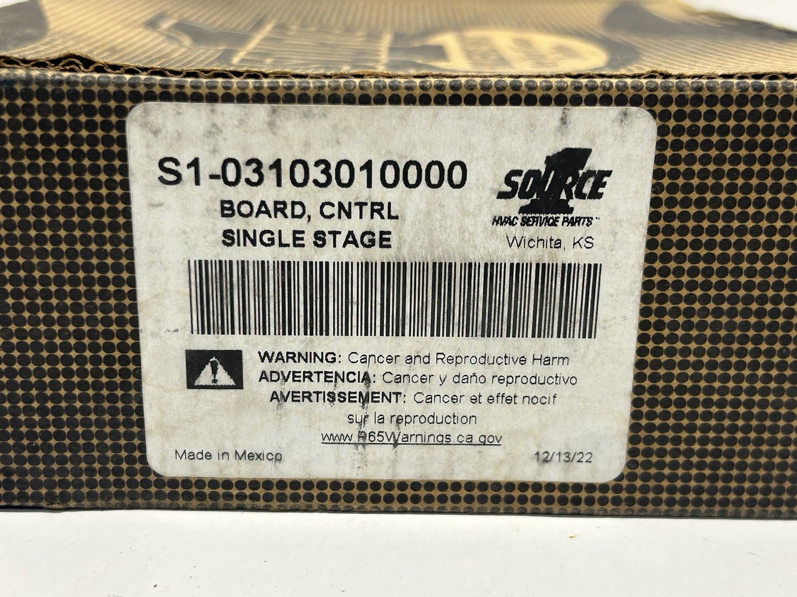 OEM York Coleman Furnace Control Board Single Stage S1-03103010000 New