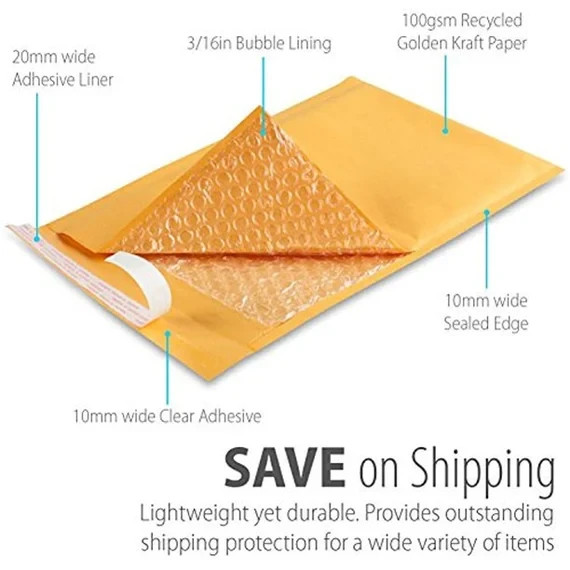 All Sizes 1-500 Karft Bubble Mailers Padded Envelopes Shipping Mailing Bags