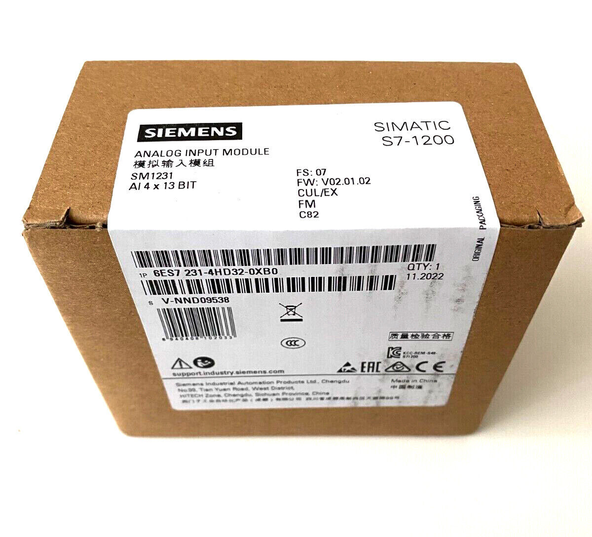 6ES7 231-4HD32-0XB0 NEW SIEMENS 6ES7231-4HD32-0XB0 S7-1200 ANALOG INPUT MODULE