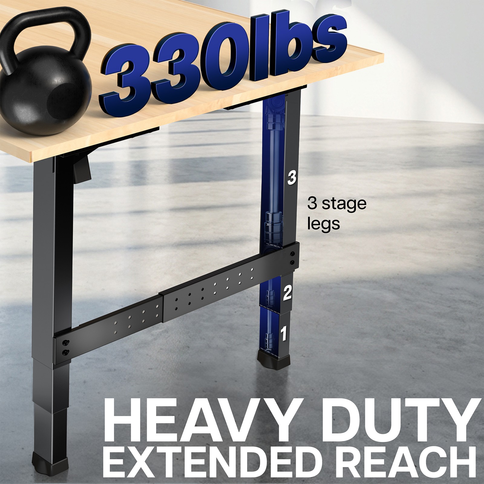 VIVO Black Premium Electric Dual-Motor Height Adjustable 4-Leg Desk Frame