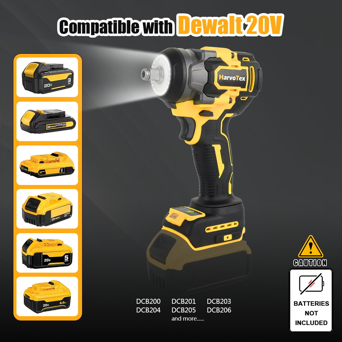 Cordless Impact Wrench for 20V DEWALT Battery, 1/2 Inch Brushless High Torque