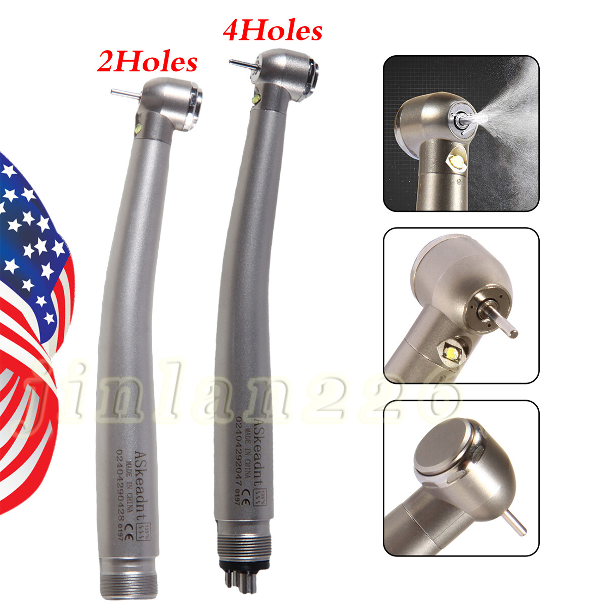 Dental High Speed Handpiece LED Air Turbine 2/4Hole E-generator Triple Spray