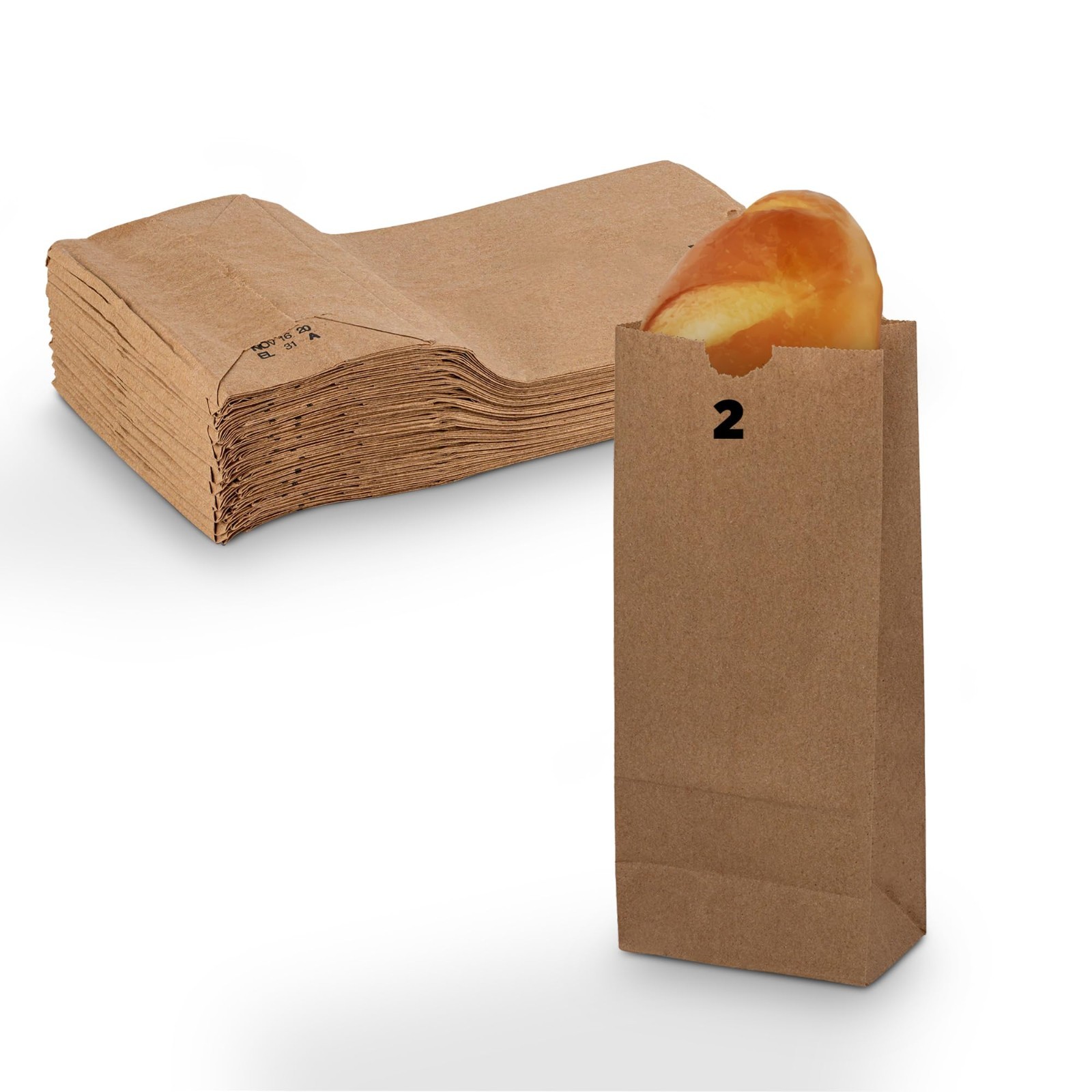 MT Products Extra Small Brown Paper Bags – 2 lb Paper Lunch Bags – Pack of 100