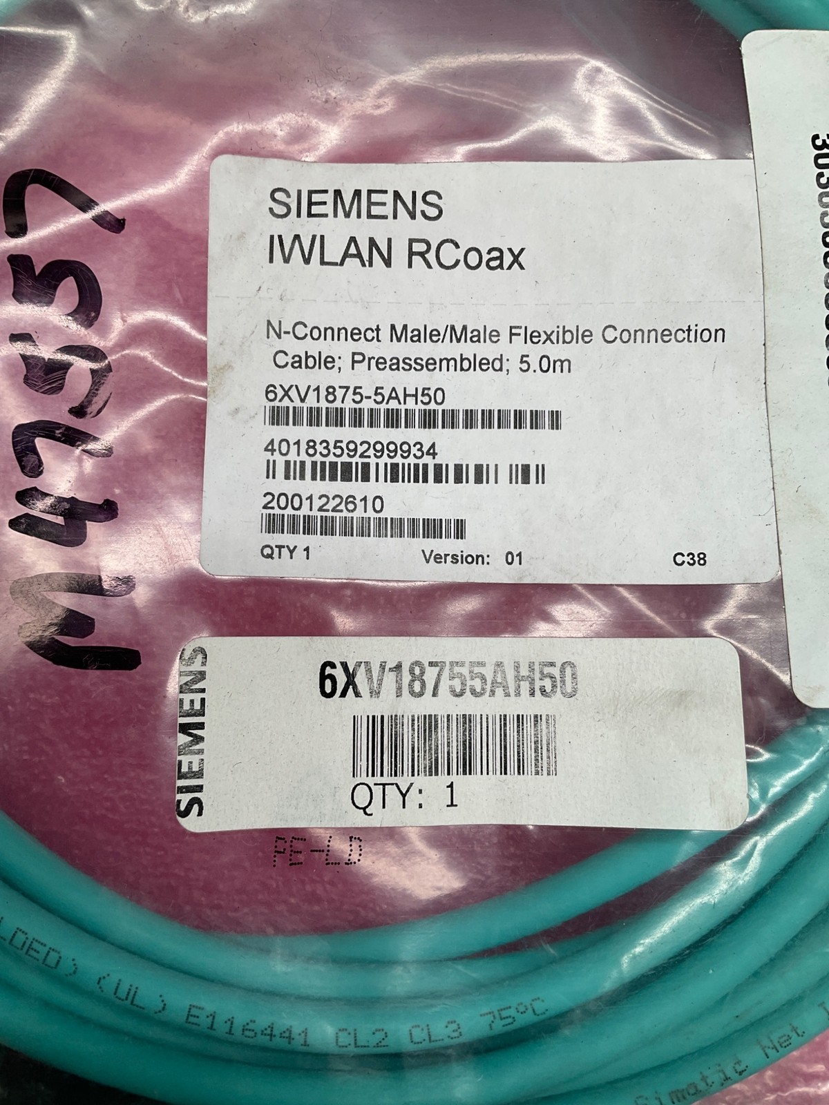 SIEMENS 6XV1875‑5AH50 IWLAN RCoax Cable NEW