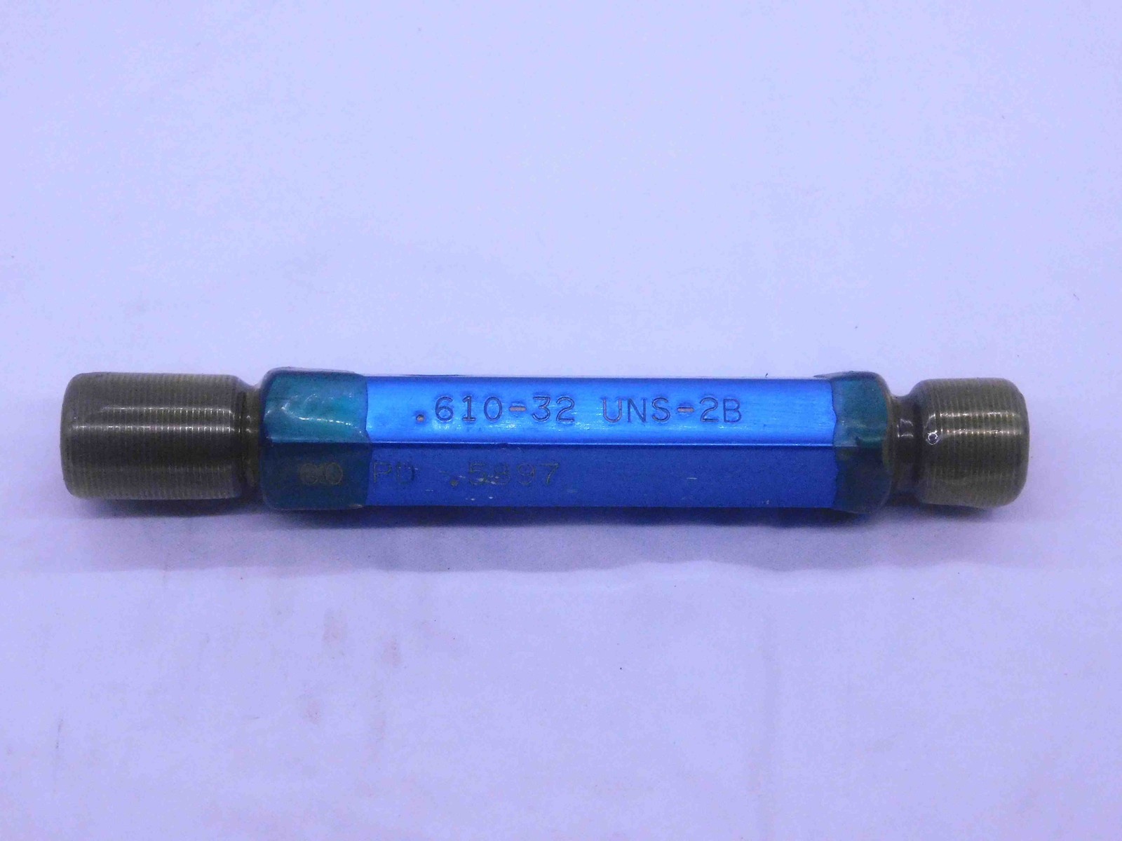 .610 32 UNS 2B THREAD PLUG GAGE .61 .6100 GO NO GO P.D.’S = .5897 & .5943 CHECK