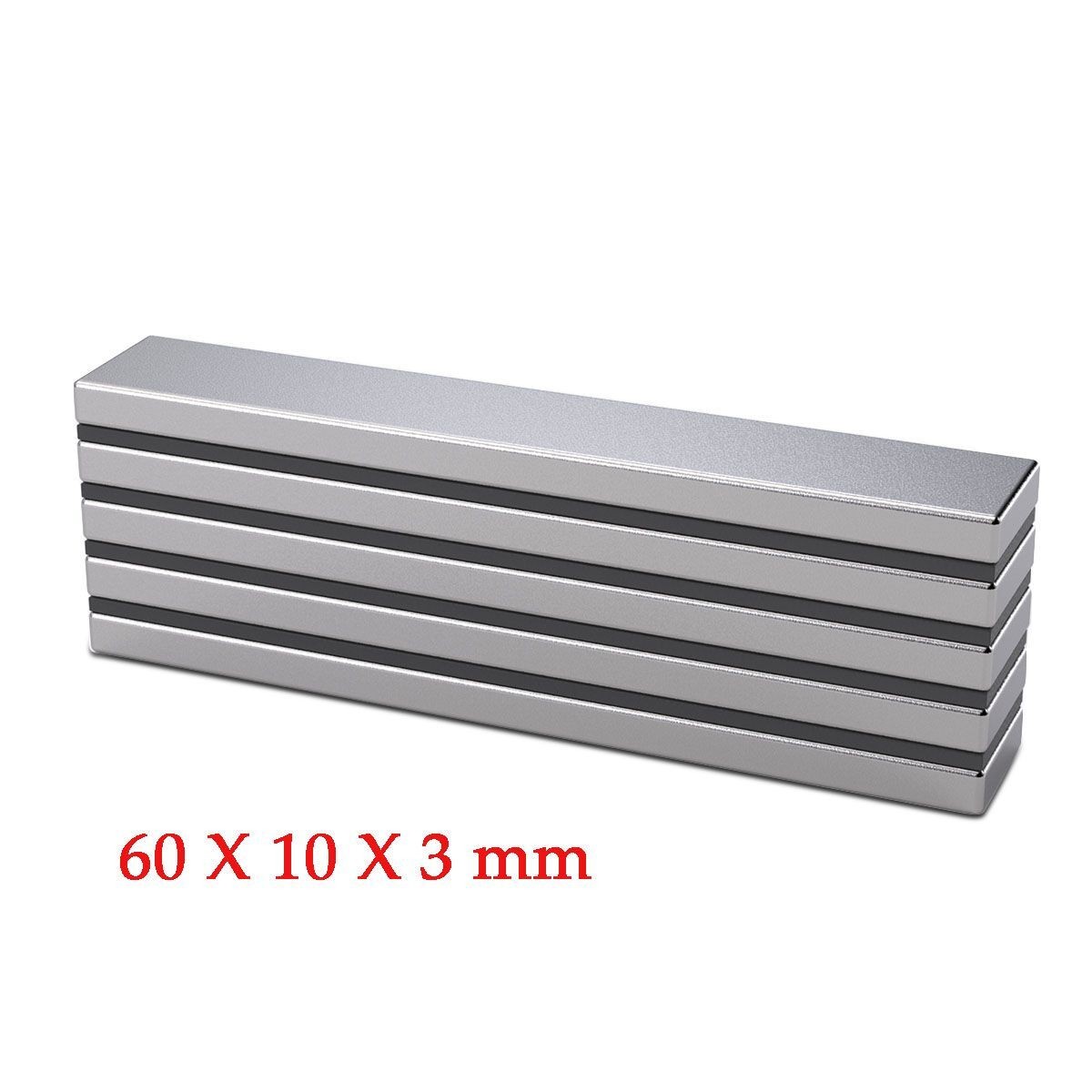 10/20/50pcs N52 Strong Neodymium Magnets Rare Earth Lifting Magnets 60x10x5mm3mm