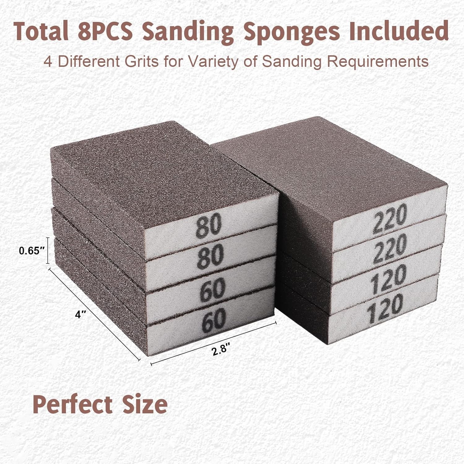 8PCS Sanding Sponge, Blocks of 60/80/120/220 Assorted Grits,…