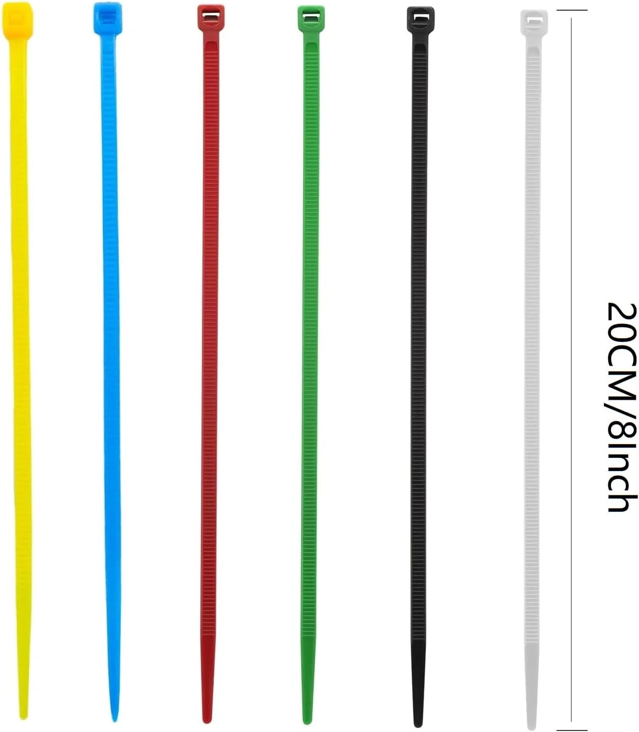 120Pcs 8Inch Cable Zip Ties, Assorted Sizes, Multi-Purpose Multi-Color Mix Packe