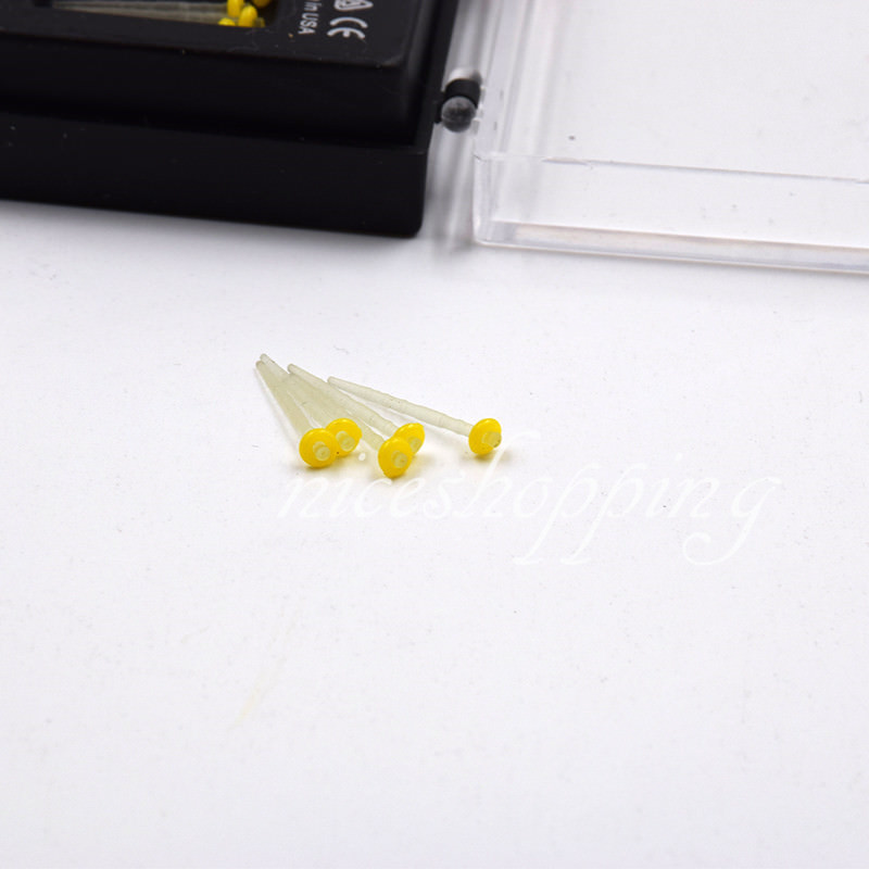 10 Pcs 1 Pack Dental Resin Screw Thread Quartz Fiber Post & 1 Drill Yellow 1.4