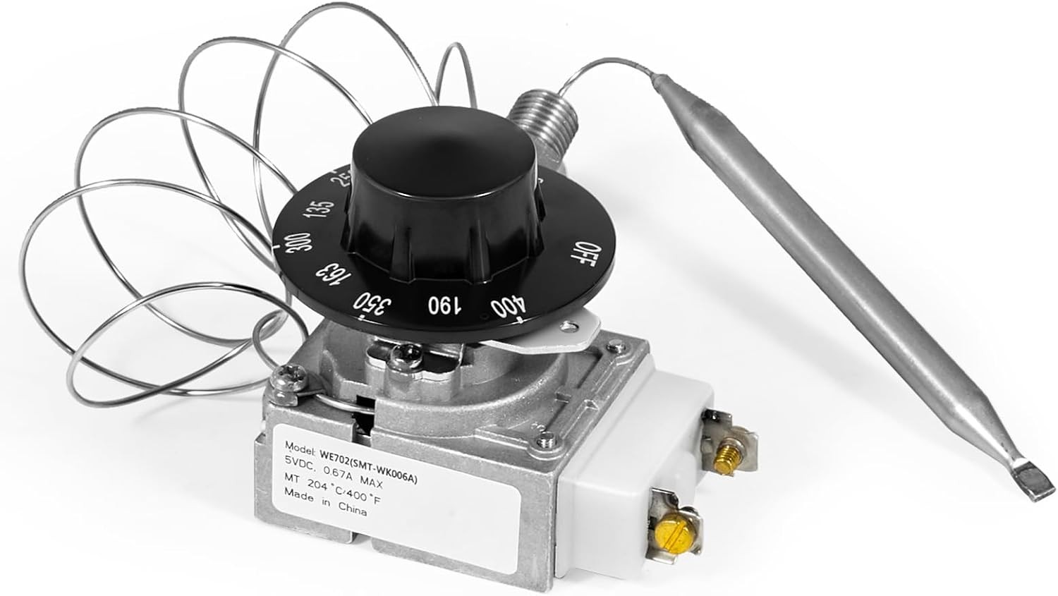 Deep Fryer Thermostat Kit 200–400°F | 1/4″ MPT Temp Control w/ Knob Switch