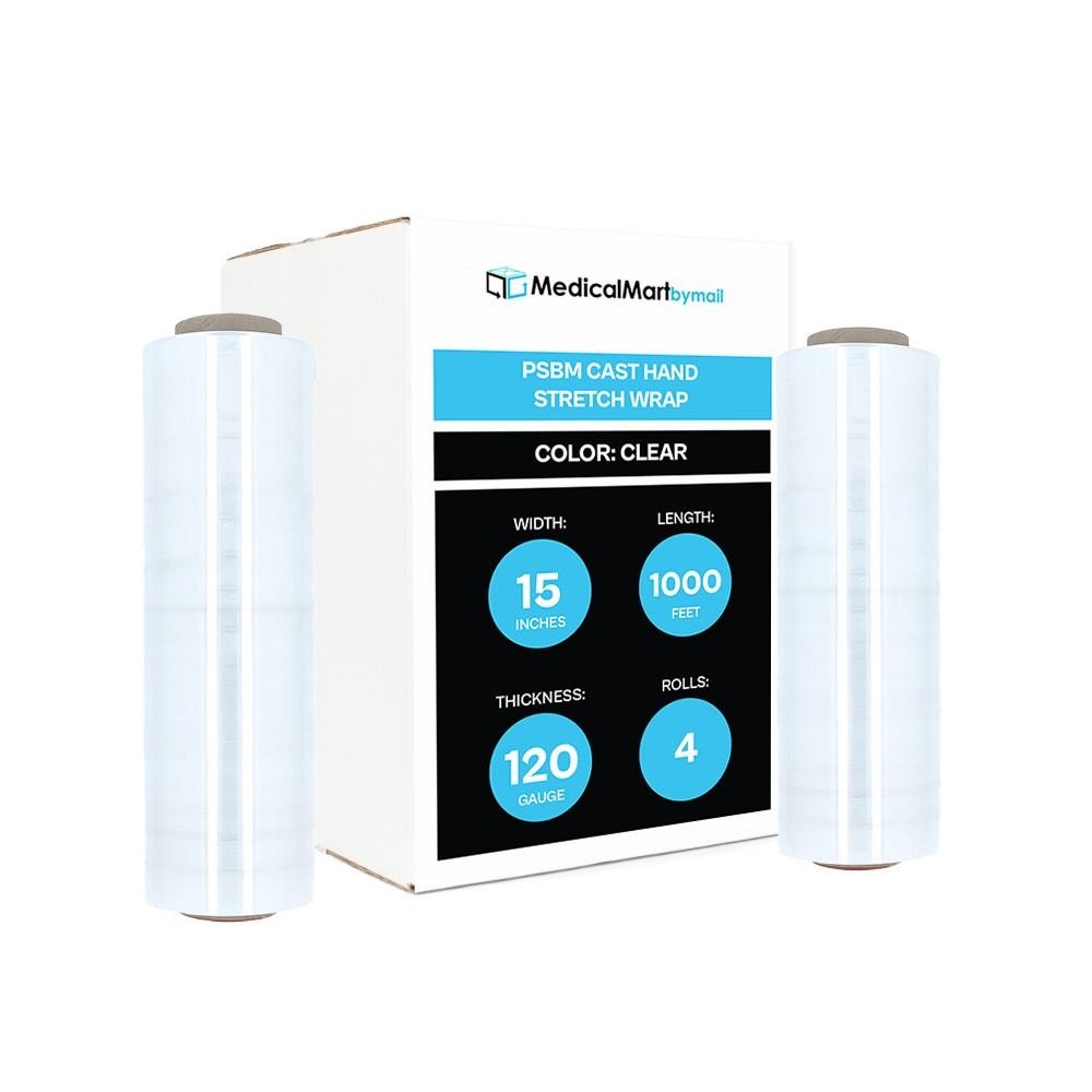 Cast Hand Stretch Wrap 4 Roll 15″x1000′ 120 Ga Palstic Packing Shrink Film