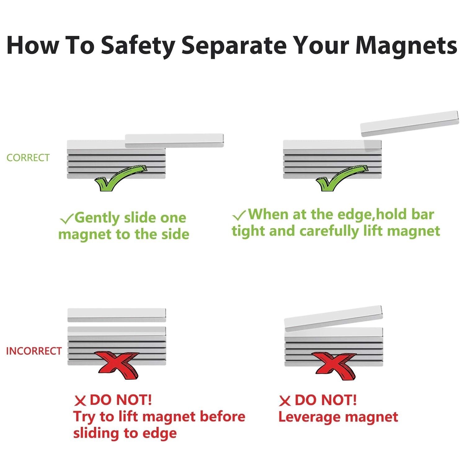 20 Pack Powerful Strong Neodymium Magnets Rare Earth Lifting Magnets 60x10x3mm..