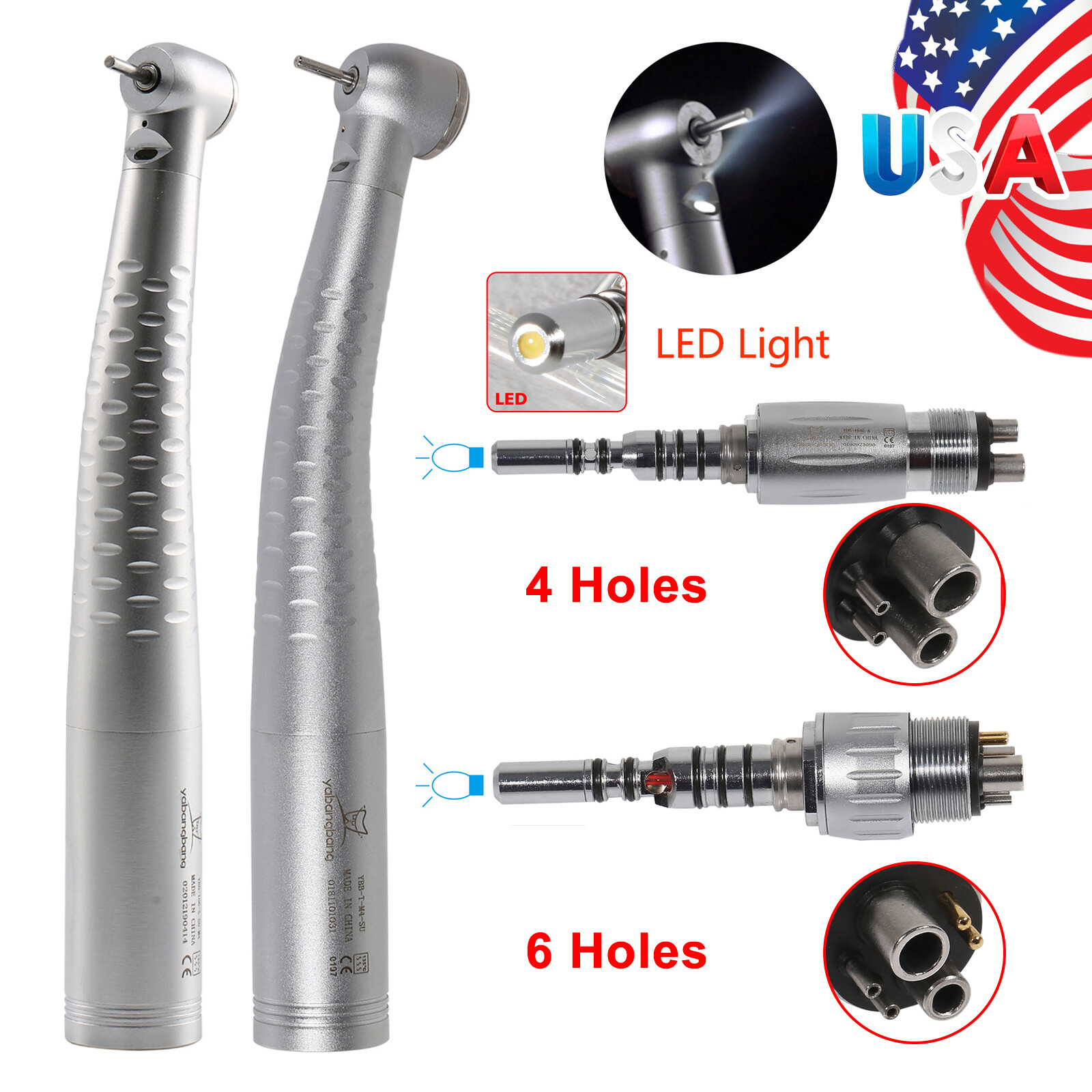 KAVO Style Dental Fiber Optic LED High Speed Handpiece / Quick Coupler 4/6 Holes