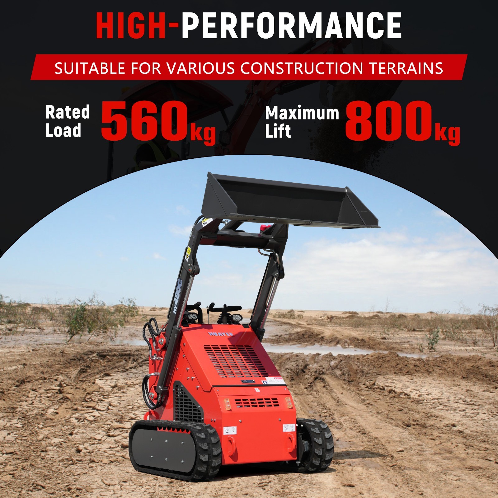 HUAYEE Free Shiping Crawler Mini Skid Steer Loader with EPA 23HP Engine in USA