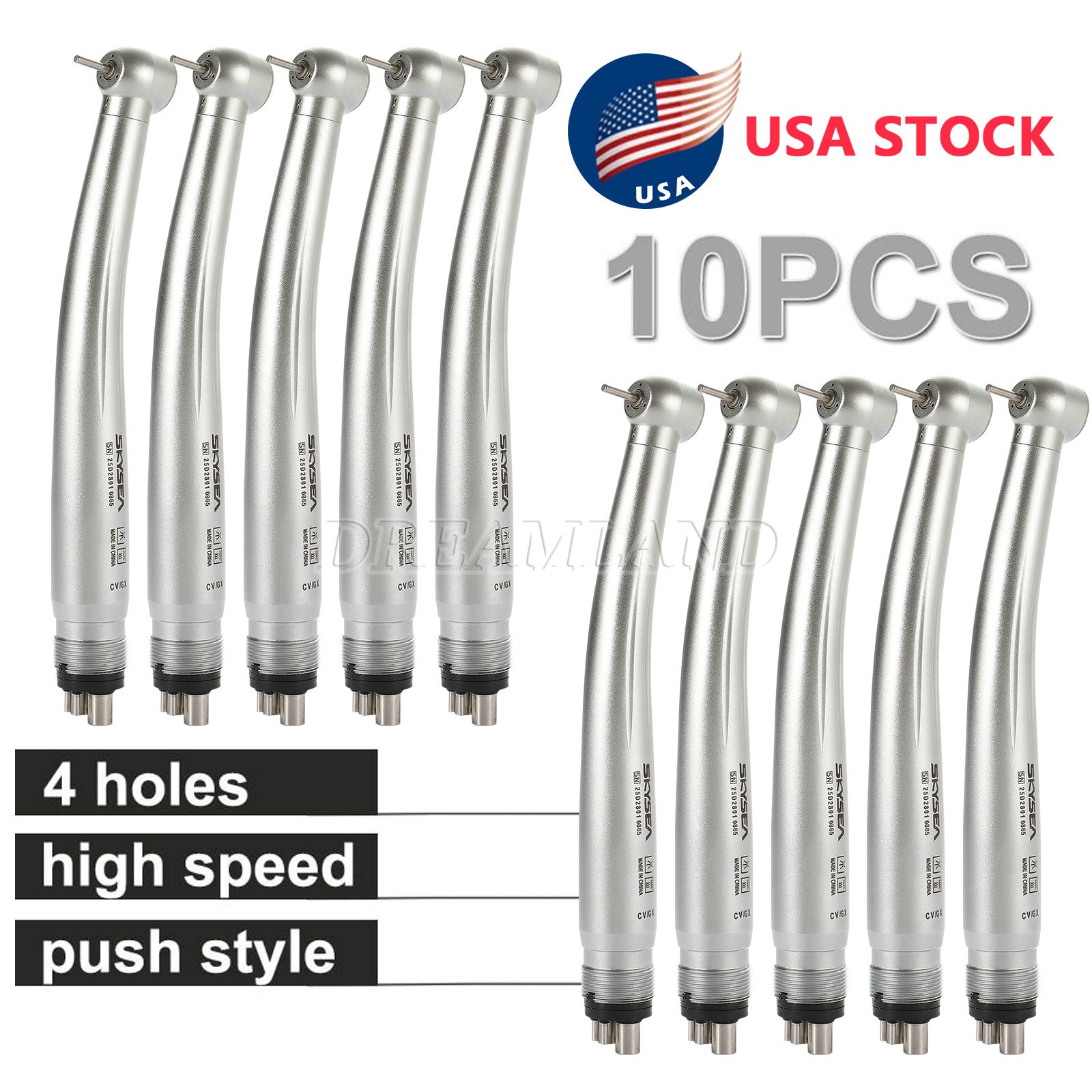 SKYSEA Dental High Speed Handpiece 4 Hole 1-10 PCS USA 1 Year Warranty