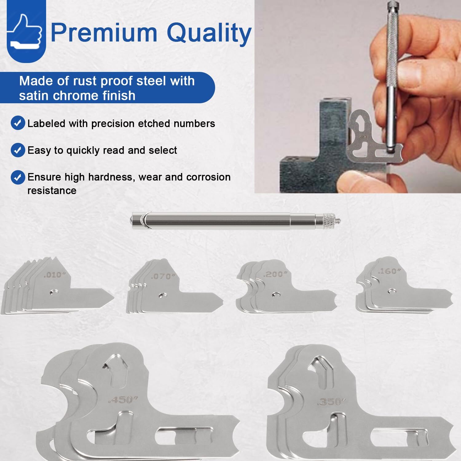 Radius Gauge Set 0.010”- 0.500” Gauges with Holder, 3602-5025 Radius Gauge Set