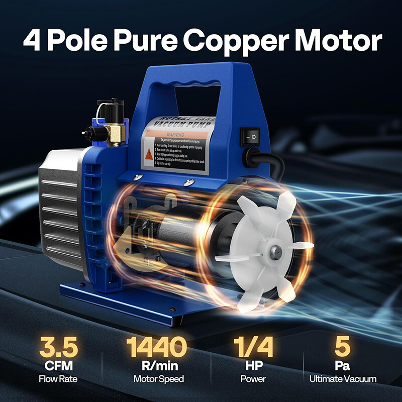 110V 1/4 HP 3,5 CFM Air Vacuum Pump HVAC with with Oil Bottle ETL Listed