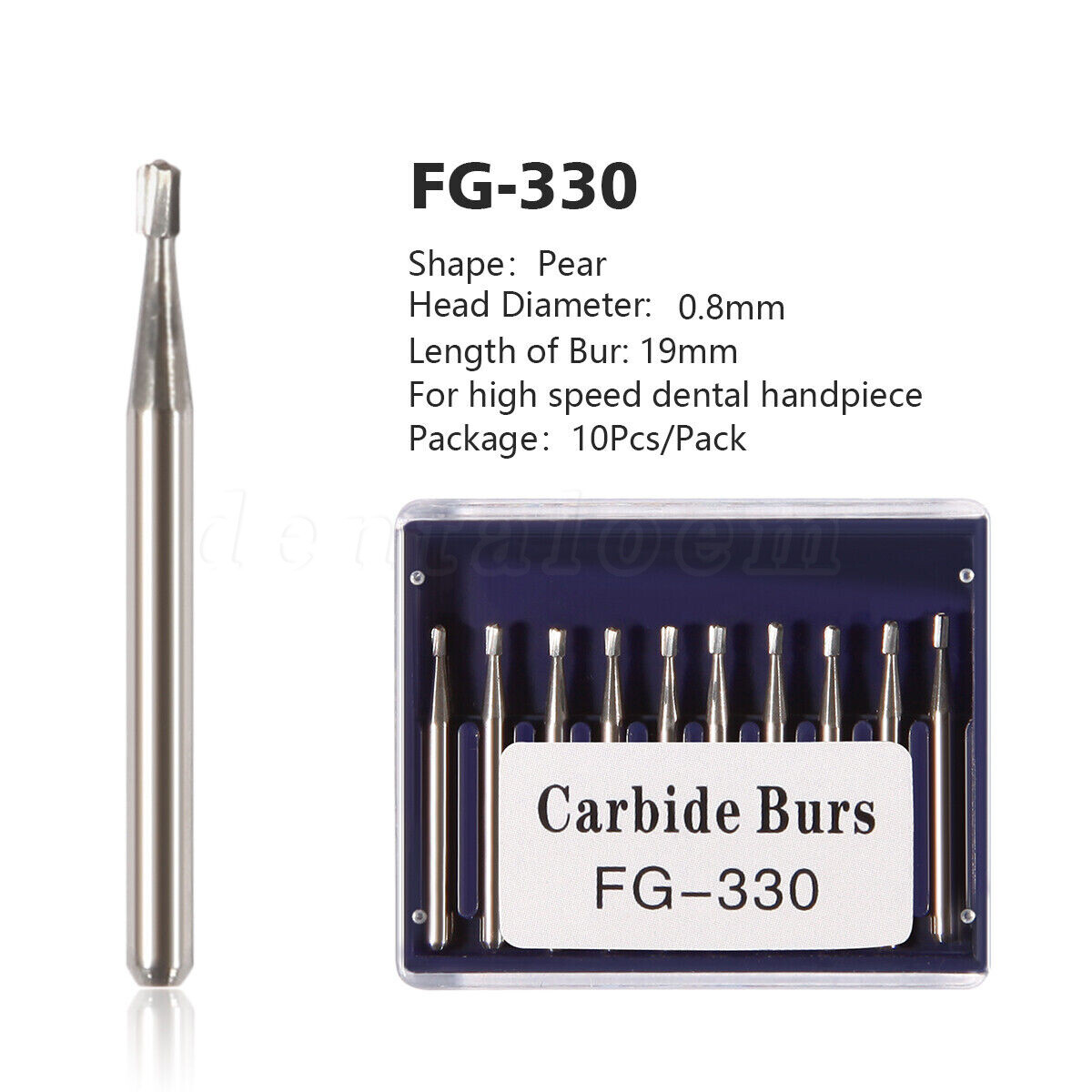 100 New Dental Carbide Burs Bur FG # 330 Pear for High Speed Handpiece