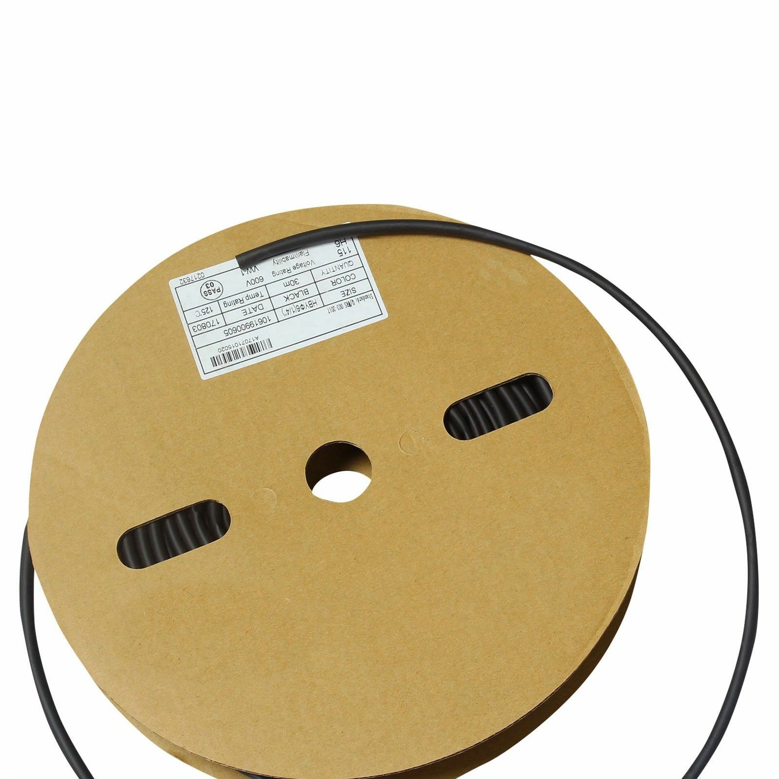 100 FT 100 Feet Black 1/4″ 6mm Polyolefin 2:1 Heat Shrink Tubing Tube Cable