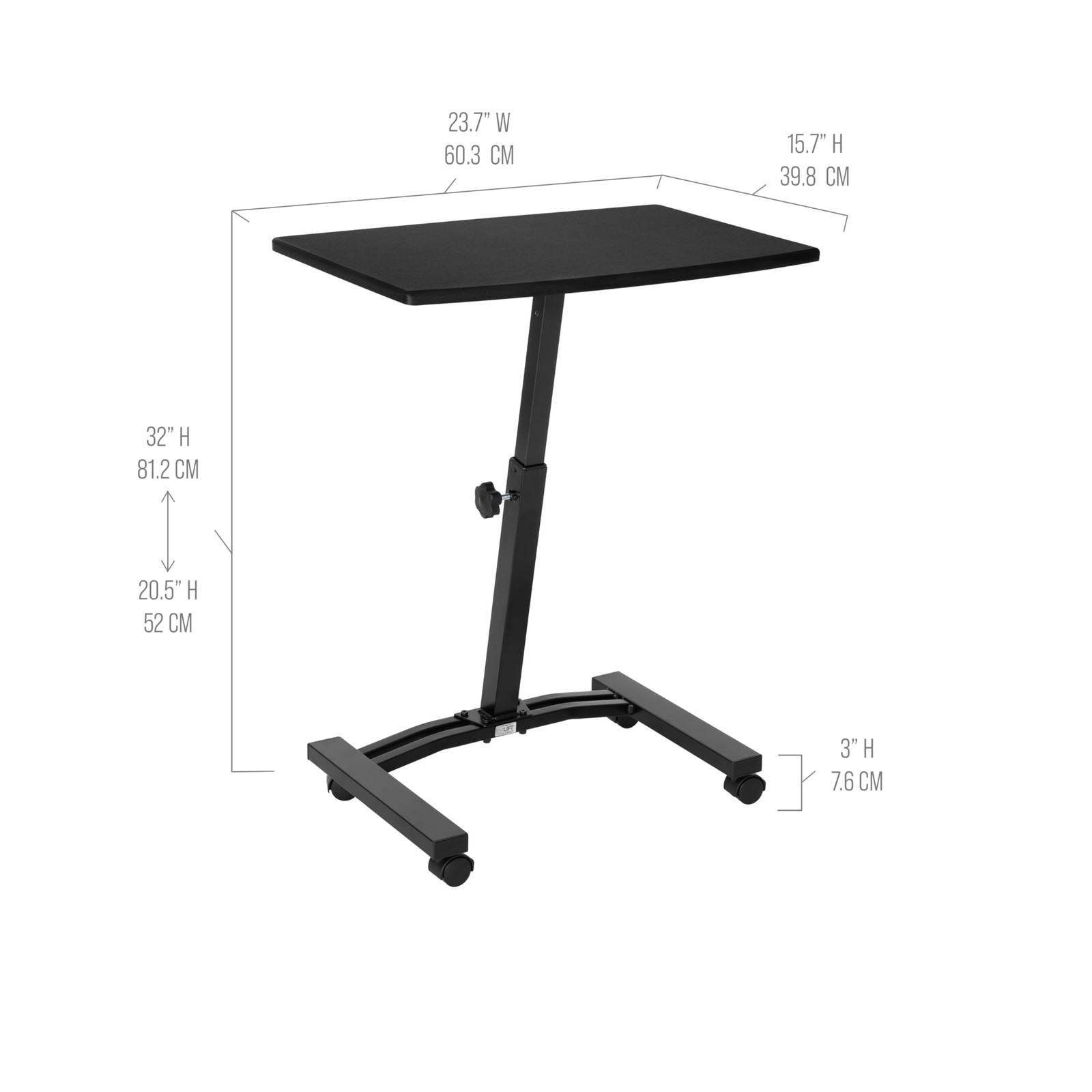 Seville Classics Airlift Mobile Height Adjustable Laptop Stand Computer