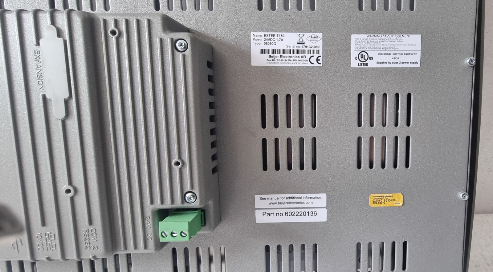 BEIJER ELECTRONICS EXTER T150 PART NUMBER : 06050G HMI DISPLAY