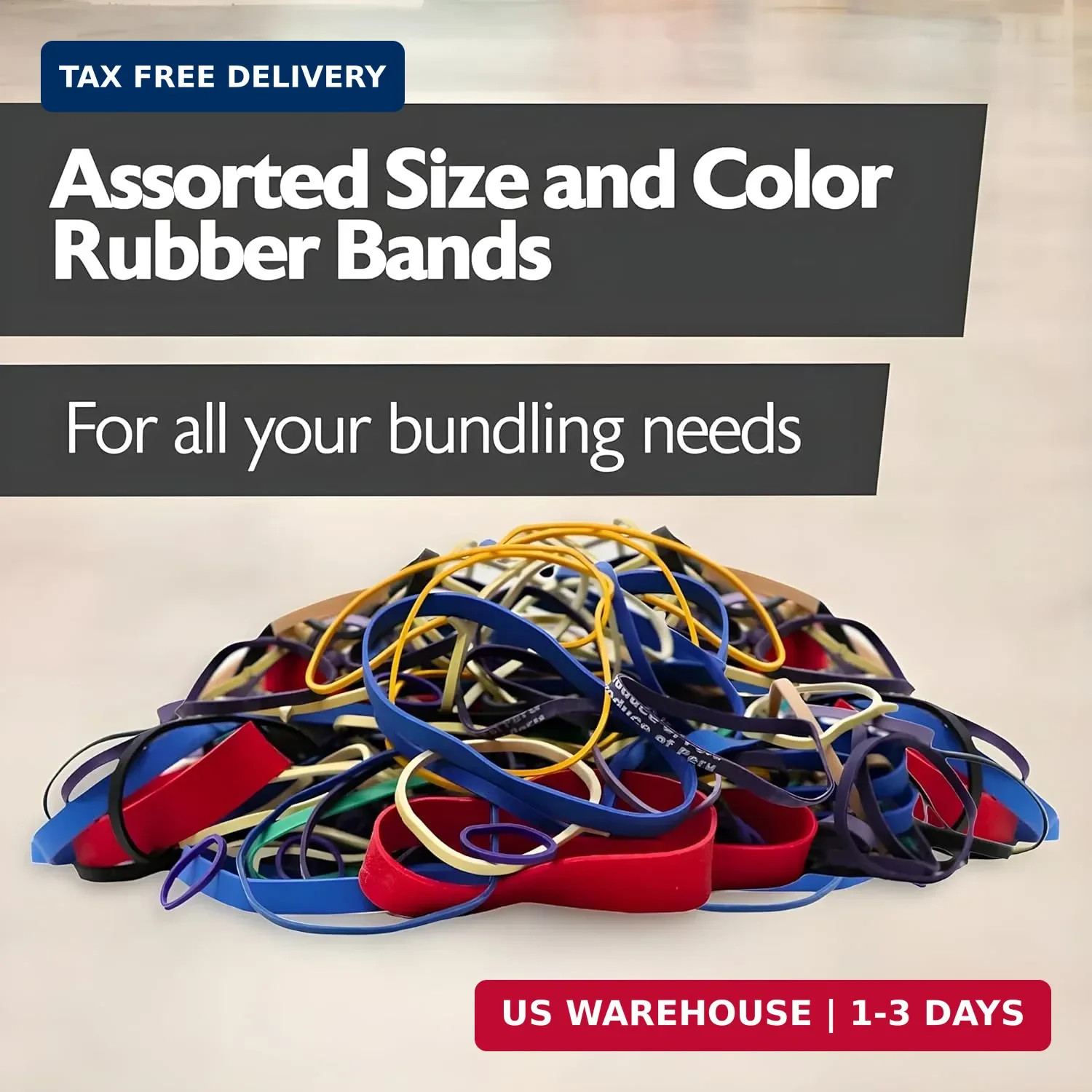 Rubber Bands Assorted Sizes 0.5 lb Bag – Strong Elastic Bands for Home, Office,
