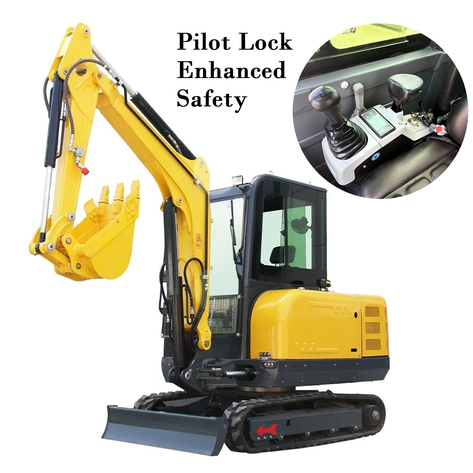 3.5 Ton Mini Excavator Kubota V1505 Cab AC Boom Swing Hydraulic Pilot EPA 25HP