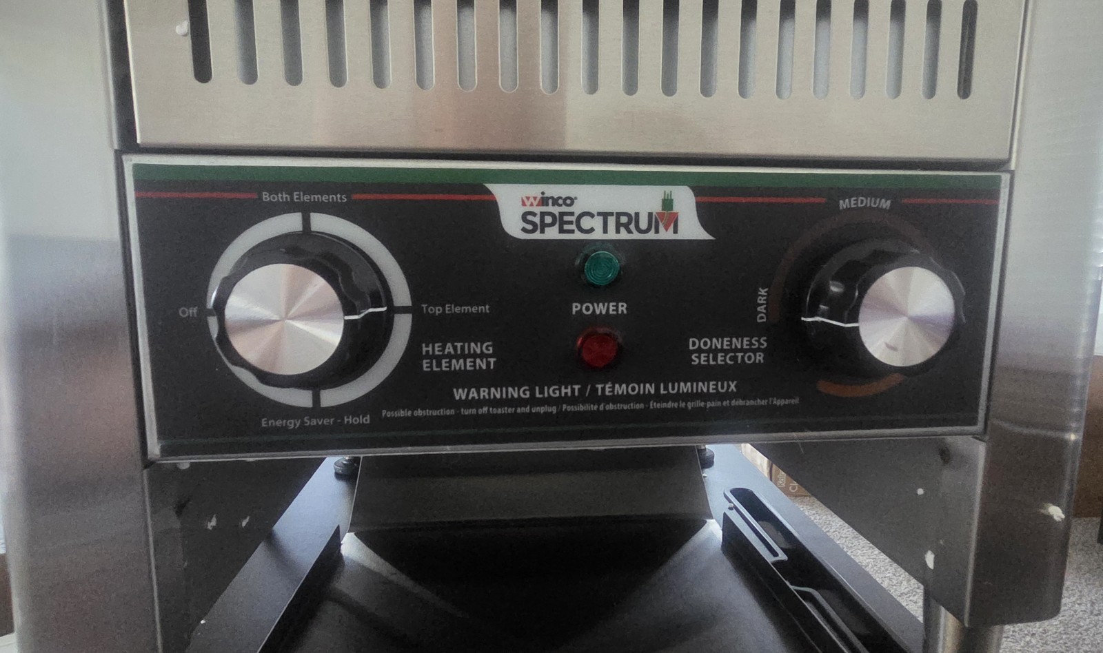 Winco Spectrum ECT-700 Commercial Electric Conveyor Toaster 700 Slices/Hr 2 Slot