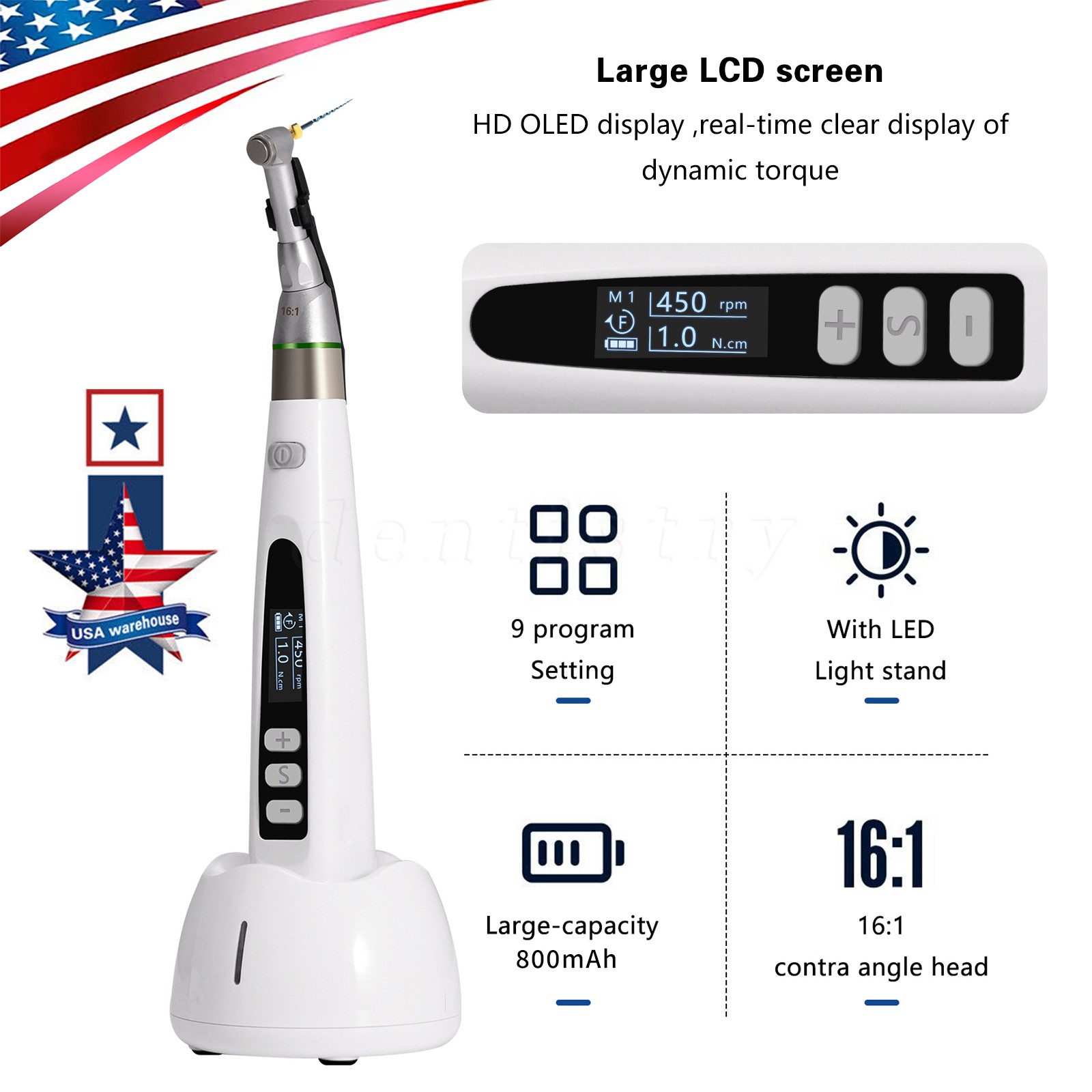 Dental Lab MARATHON Electric Micromotor Polisher+Contra Angle Straight Handpiece