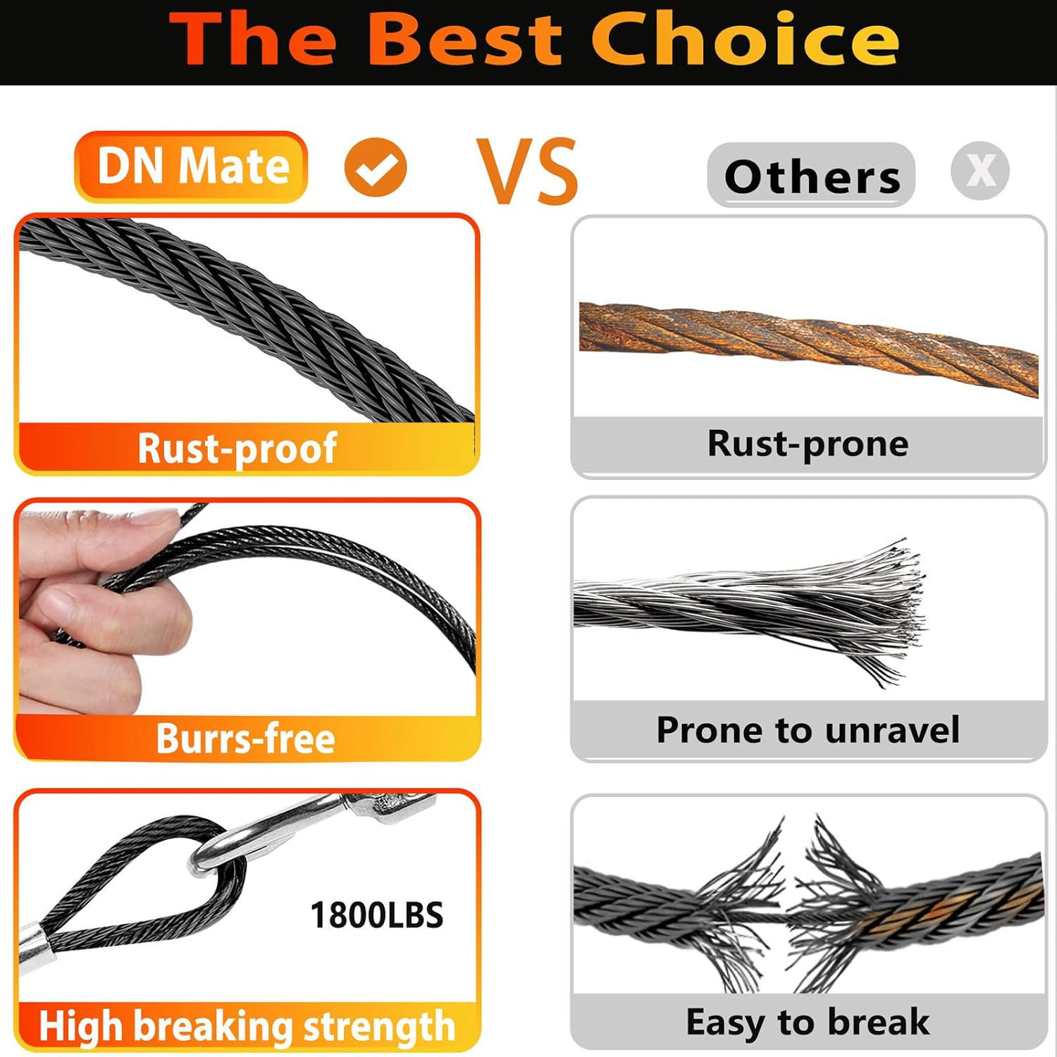 700Ft 1/8″ Black Cable Railing Wire Rope, T316L Marine Grade Stainless Steel Cab