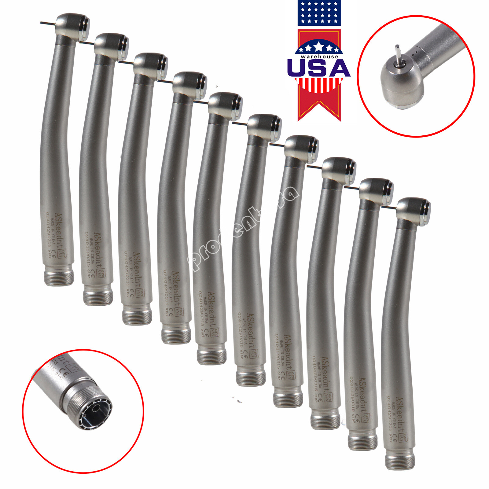 10pcs NSK Style Dental High Speed Handpiece Push Button 2 Hole Borden ASkeadnt