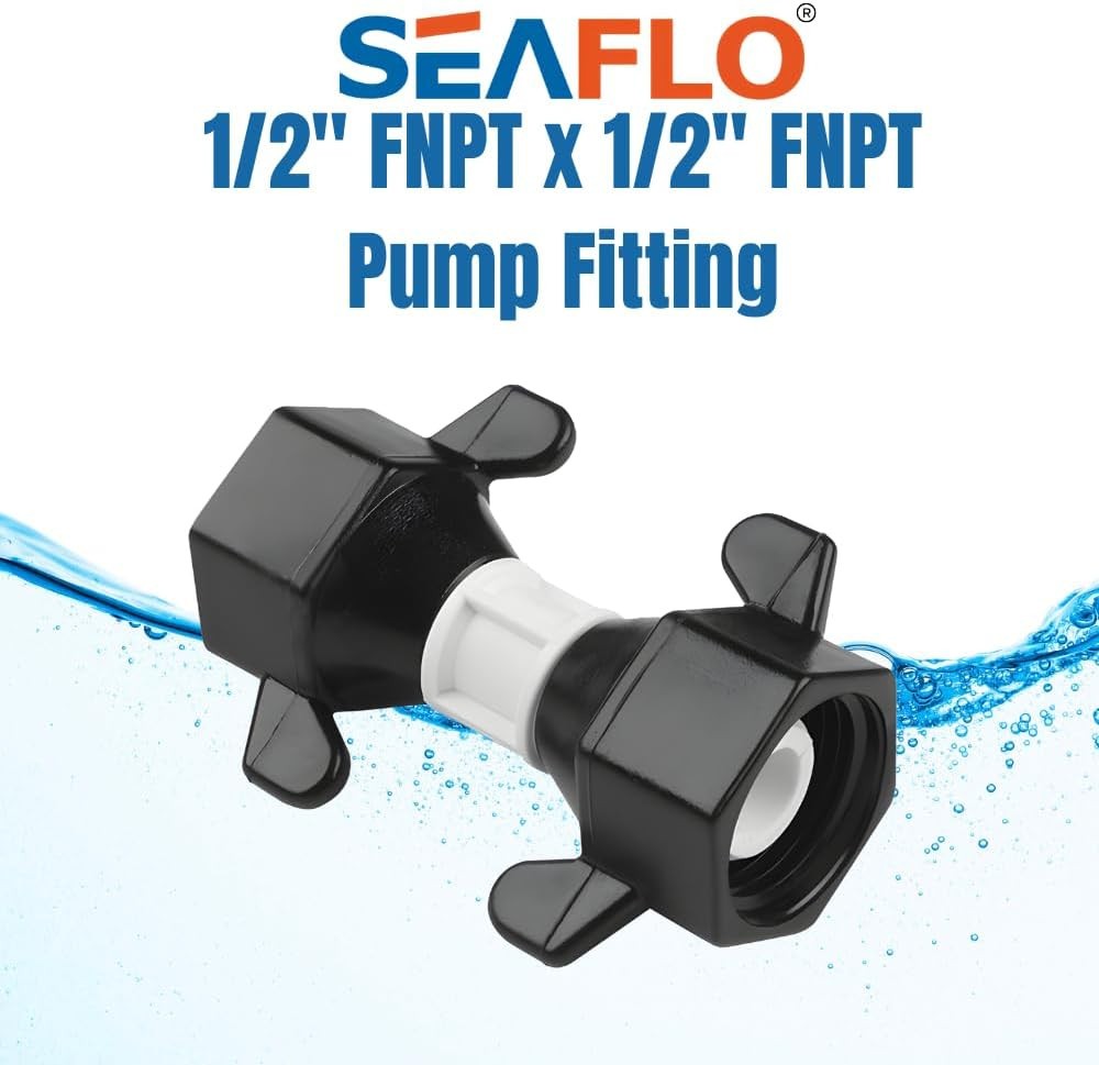 SEAFLO 1/2″ FNPT x 1/2″ Barb Straight Pump Fitting 2-Pack SHURFLO Fit