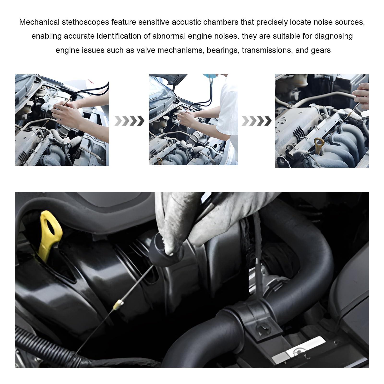 Car Mechanic Stethoscope, Auto Cylinder Noise Diagnostic Tool with Extended P…